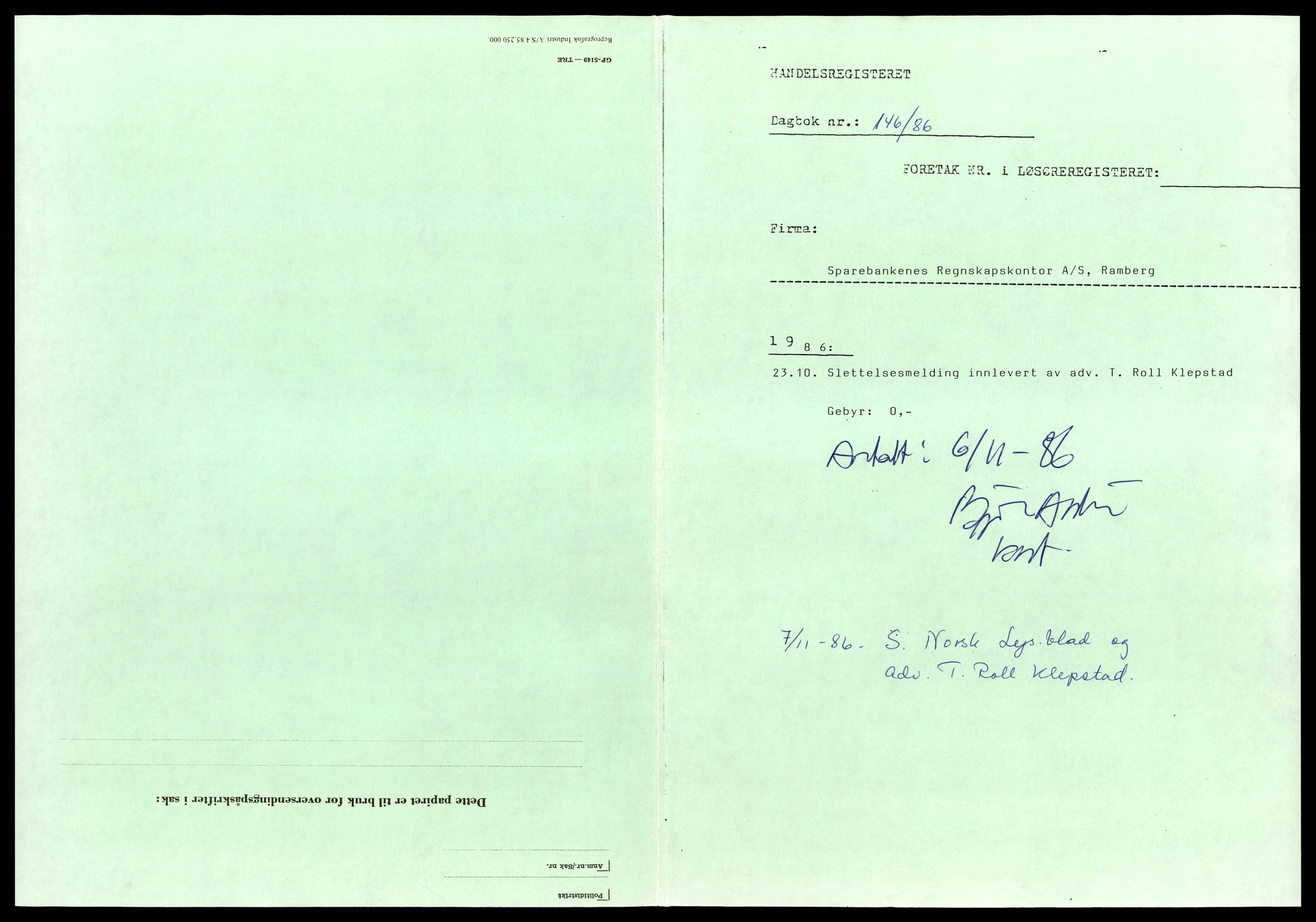 Lofoten sorenskriveri, SAT/A-0017/2/J/Jd/Jdb/L0004: Bilag, S, 1944-1990, p. 1