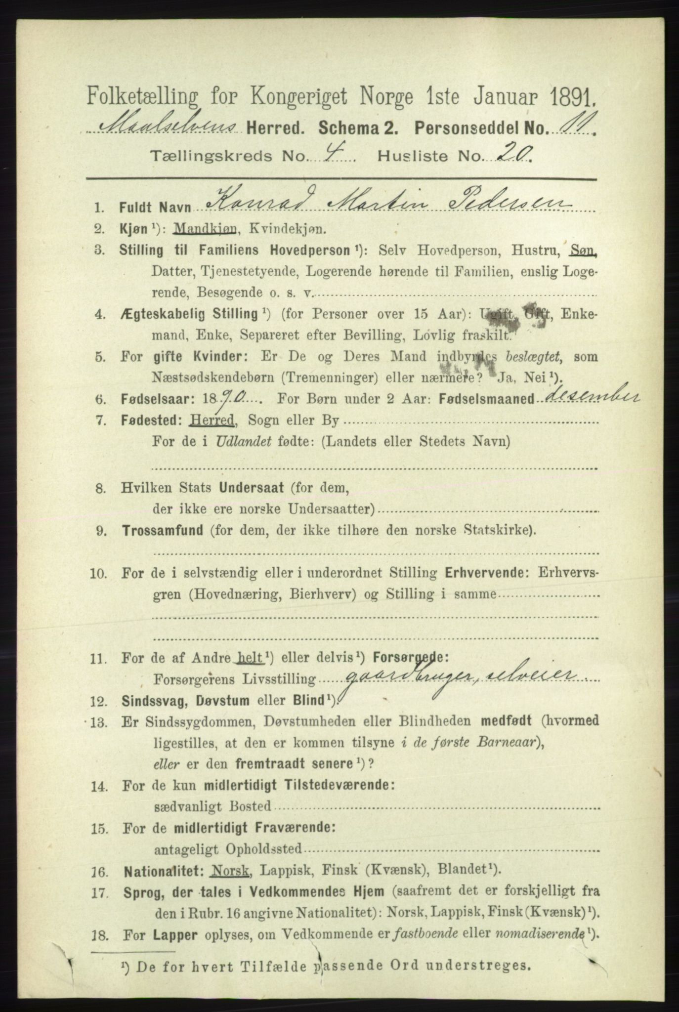 RA, 1891 census for 1924 Målselv, 1891, p. 1213