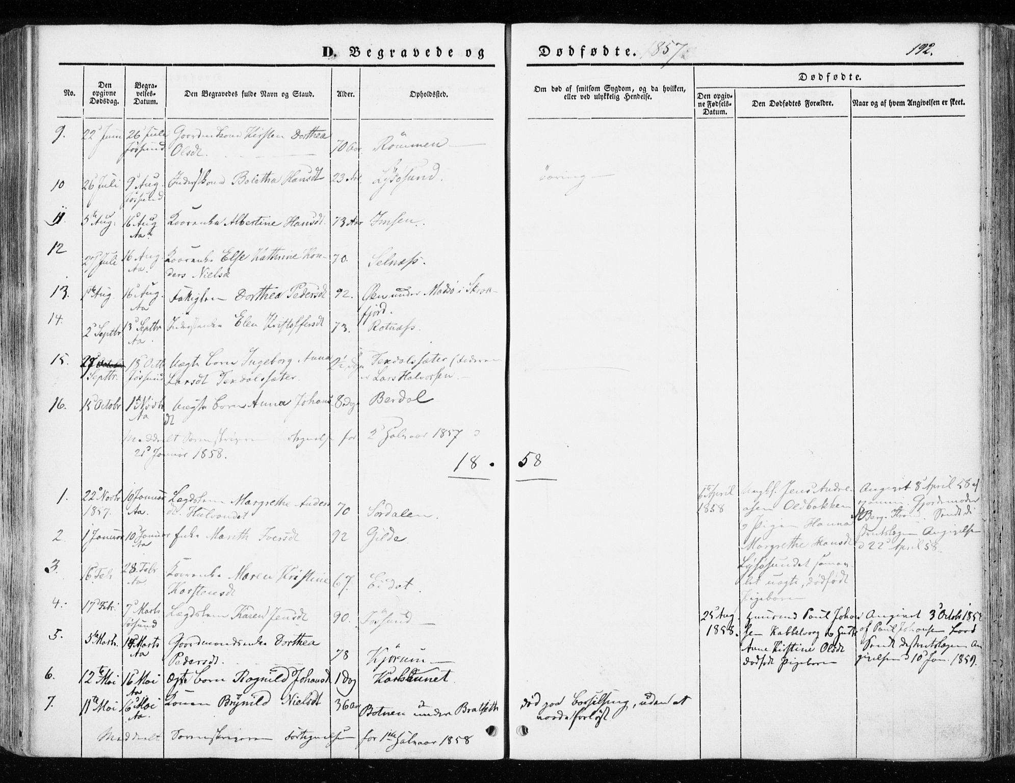 Ministerialprotokoller, klokkerbøker og fødselsregistre - Sør-Trøndelag, SAT/A-1456/655/L0677: Parish register (official) no. 655A06, 1847-1860, p. 192