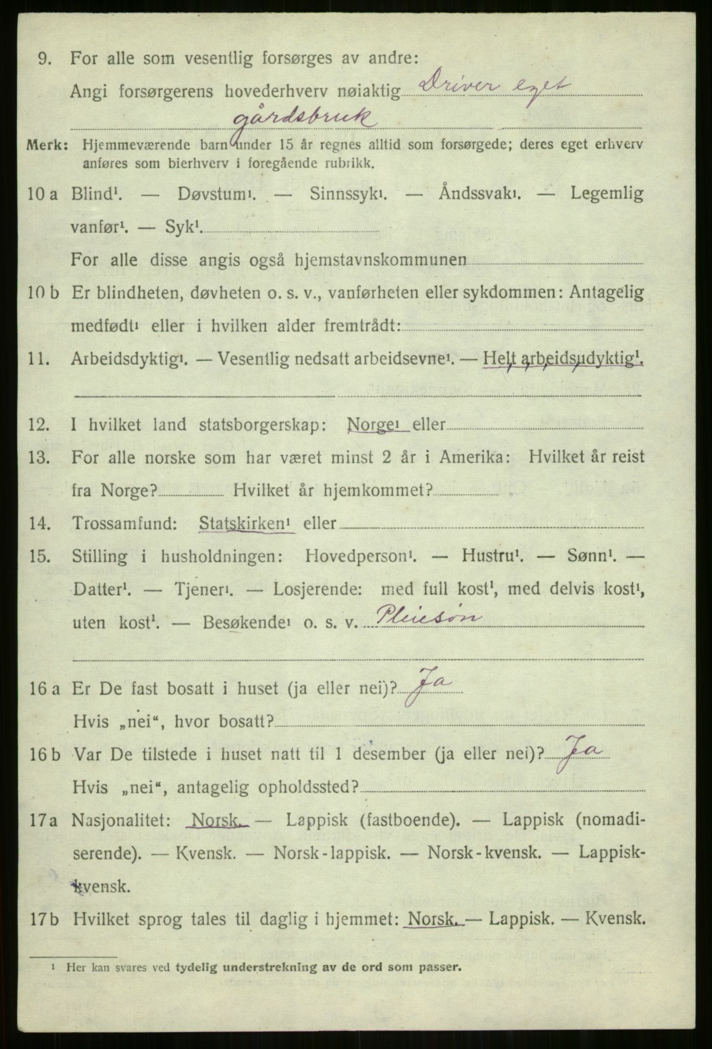 SATØ, 1920 census for Dyrøy, 1920, p. 1660