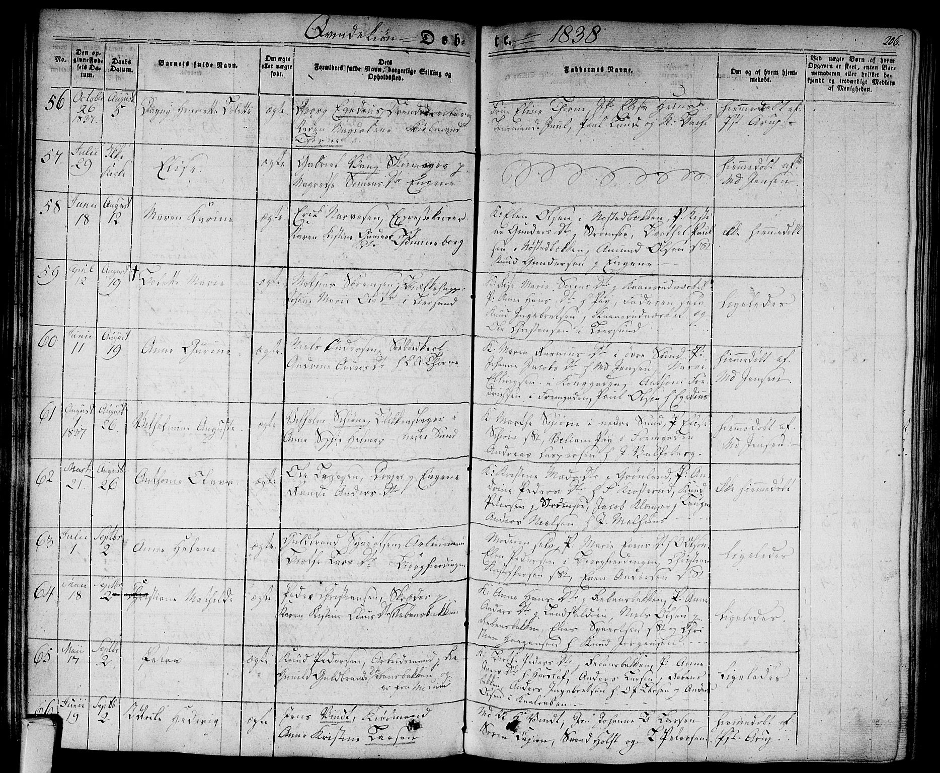 Bragernes kirkebøker, AV/SAKO-A-6/F/Fb/L0001: Parish register (official) no. II 1, 1830-1847, p. 206