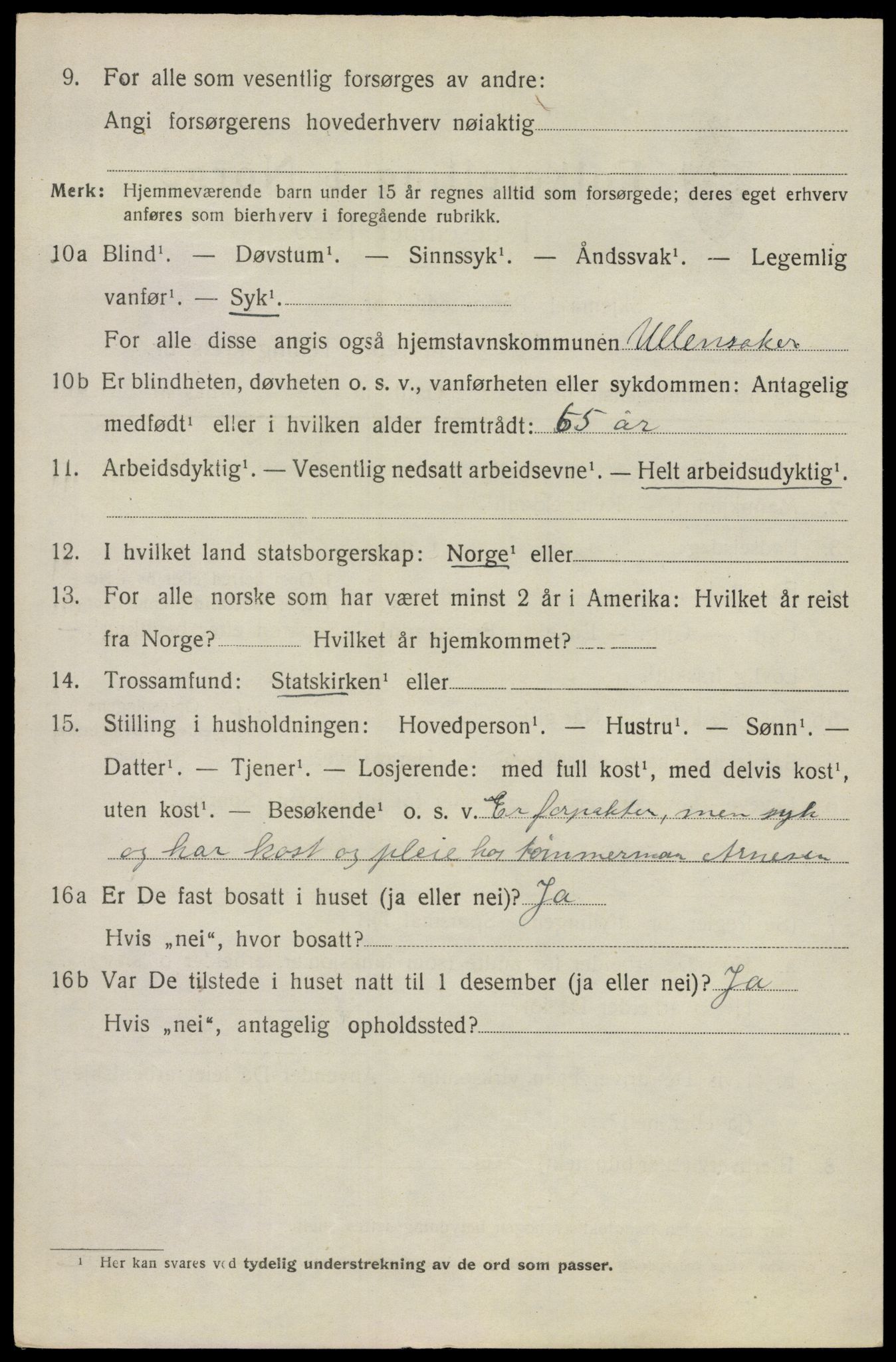 SAO, 1920 census for Ullensaker, 1920, p. 5540