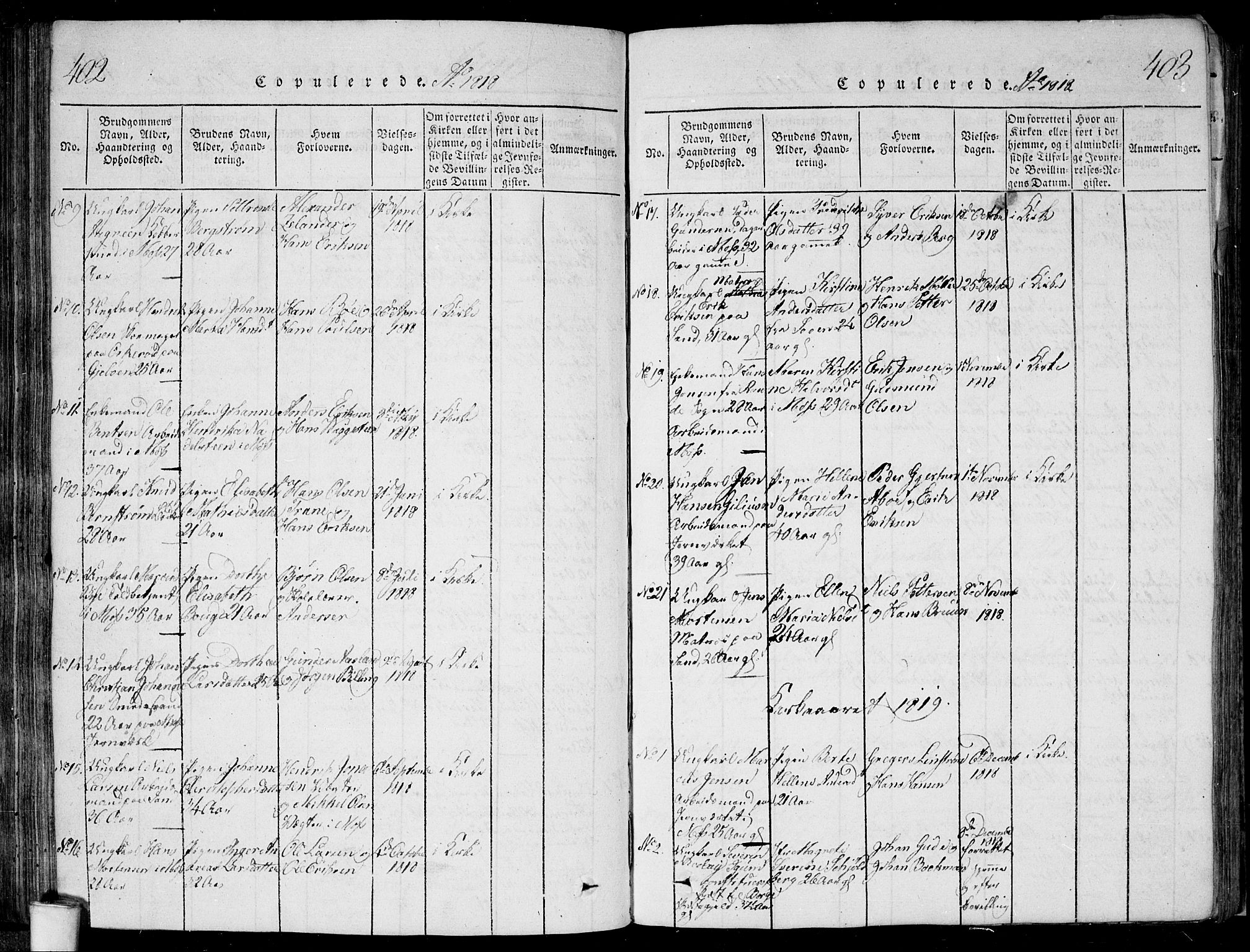 Moss prestekontor Kirkebøker, AV/SAO-A-2003/F/Fa/L0005: Parish register (official) no. I 5, 1814-1828, p. 402-403