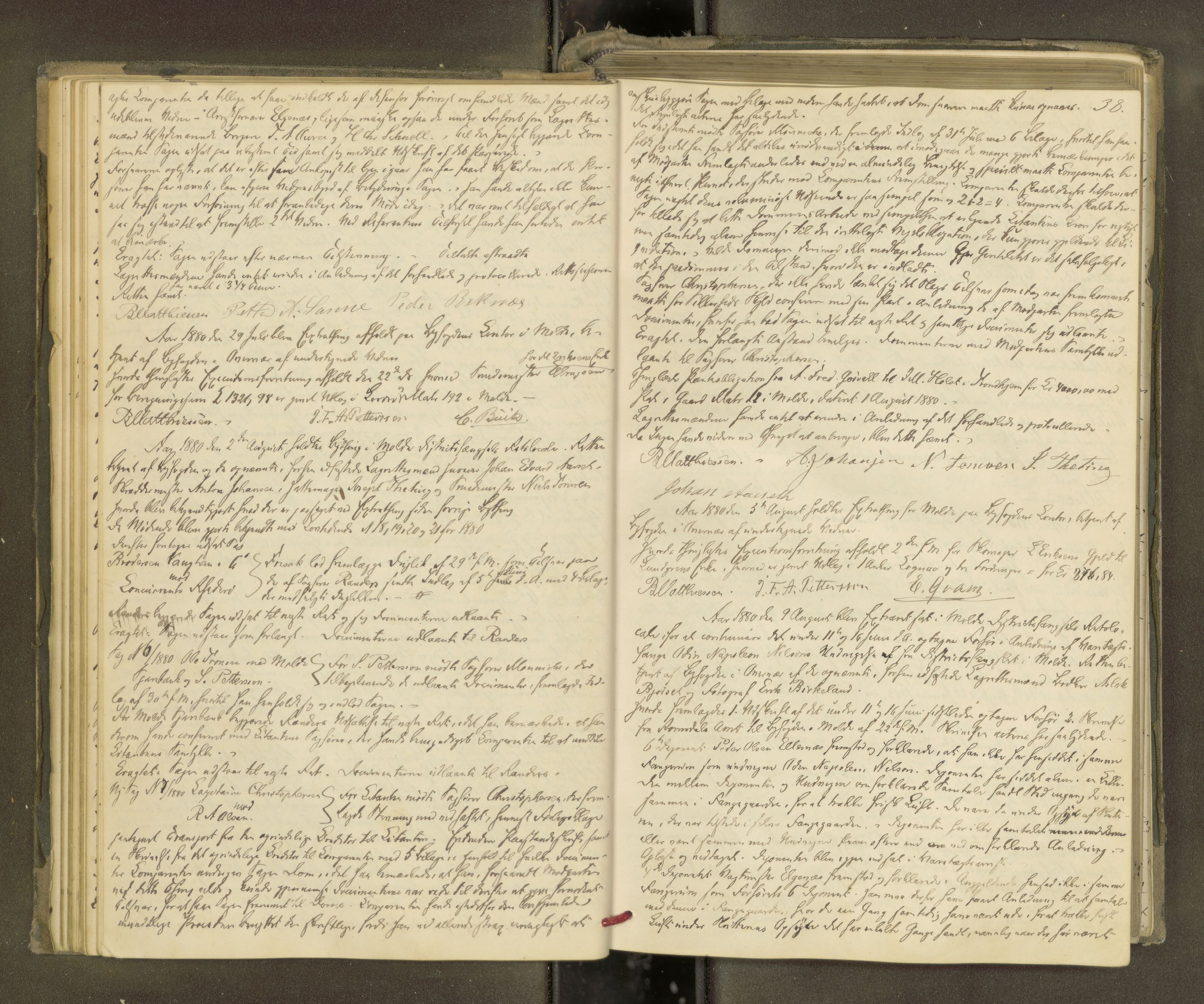 Molde byfogd, AV/SAT-A-0025/1/1A/L0012: Justisprotokoll, 1879-1890, p. 37b-38a