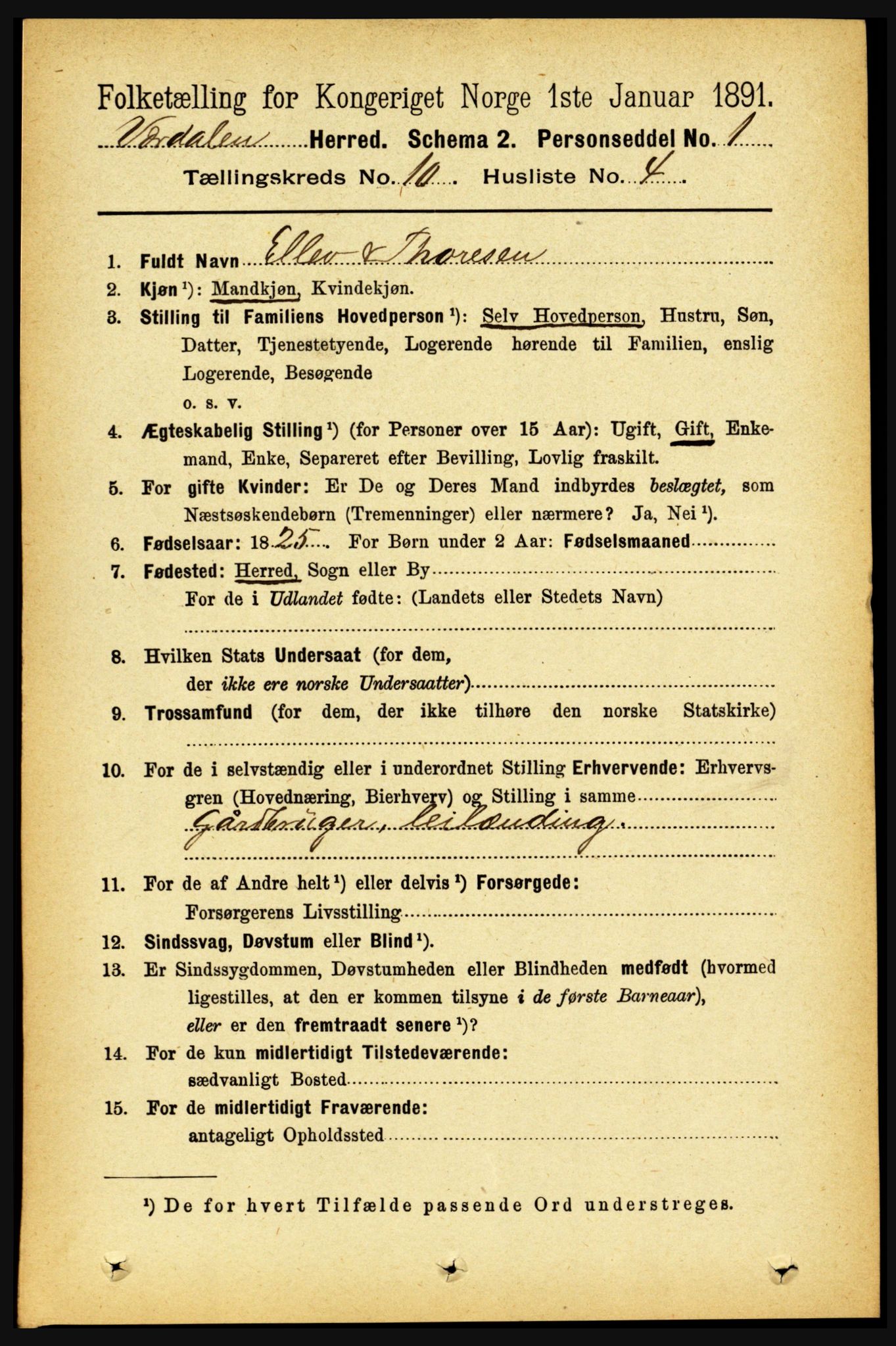 RA, 1891 census for 1721 Verdal, 1891, p. 5601