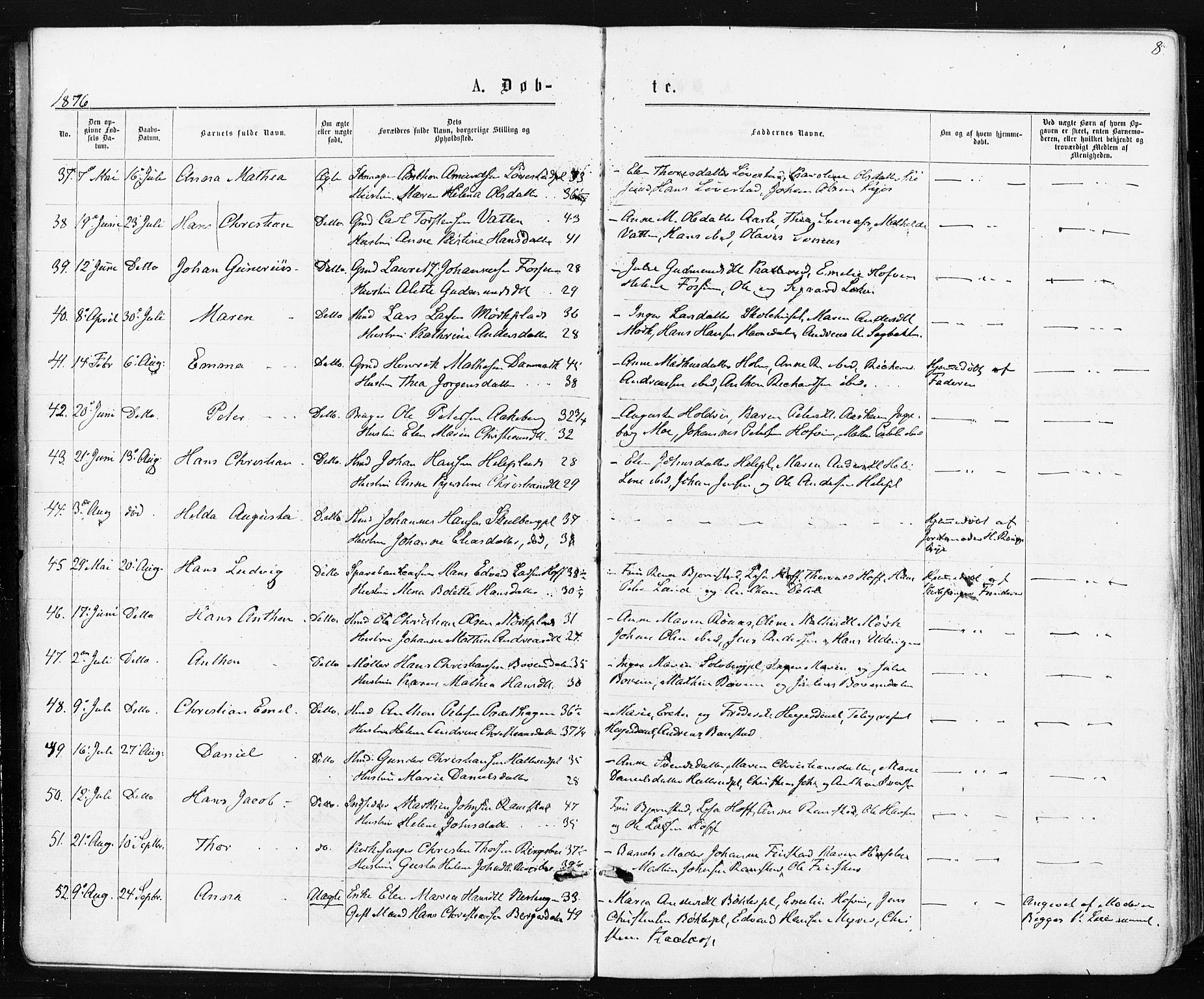 Spydeberg prestekontor Kirkebøker, AV/SAO-A-10924/F/Fa/L0007: Parish register (official) no. I 7, 1875-1885, p. 8