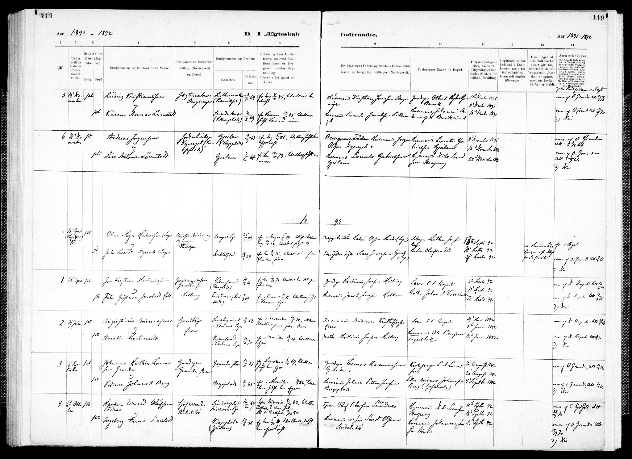 Ministerialprotokoller, klokkerbøker og fødselsregistre - Nord-Trøndelag, SAT/A-1458/733/L0325: Parish register (official) no. 733A04, 1884-1908, p. 119