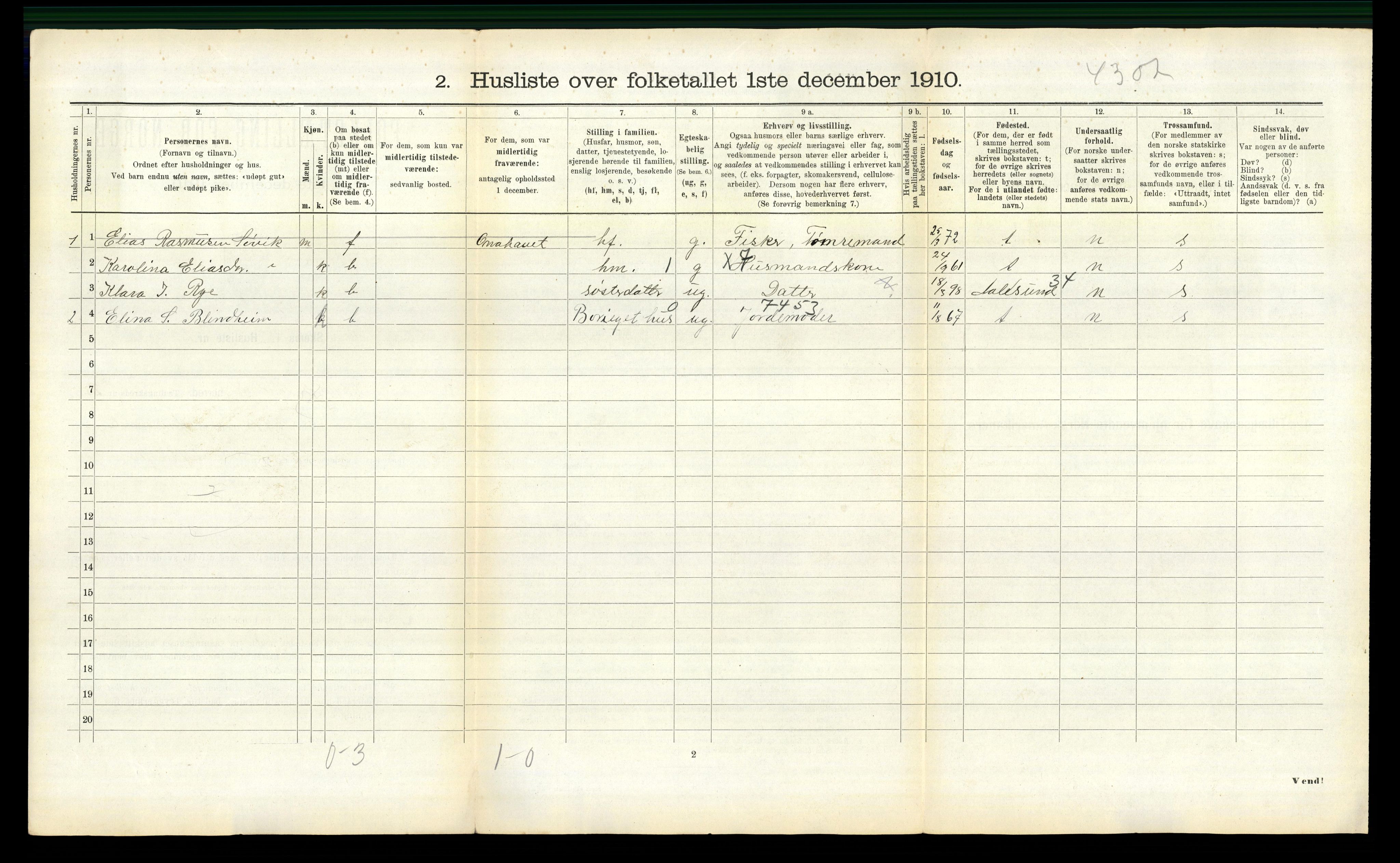 RA, 1910 census for Borgund, 1910, p. 1910