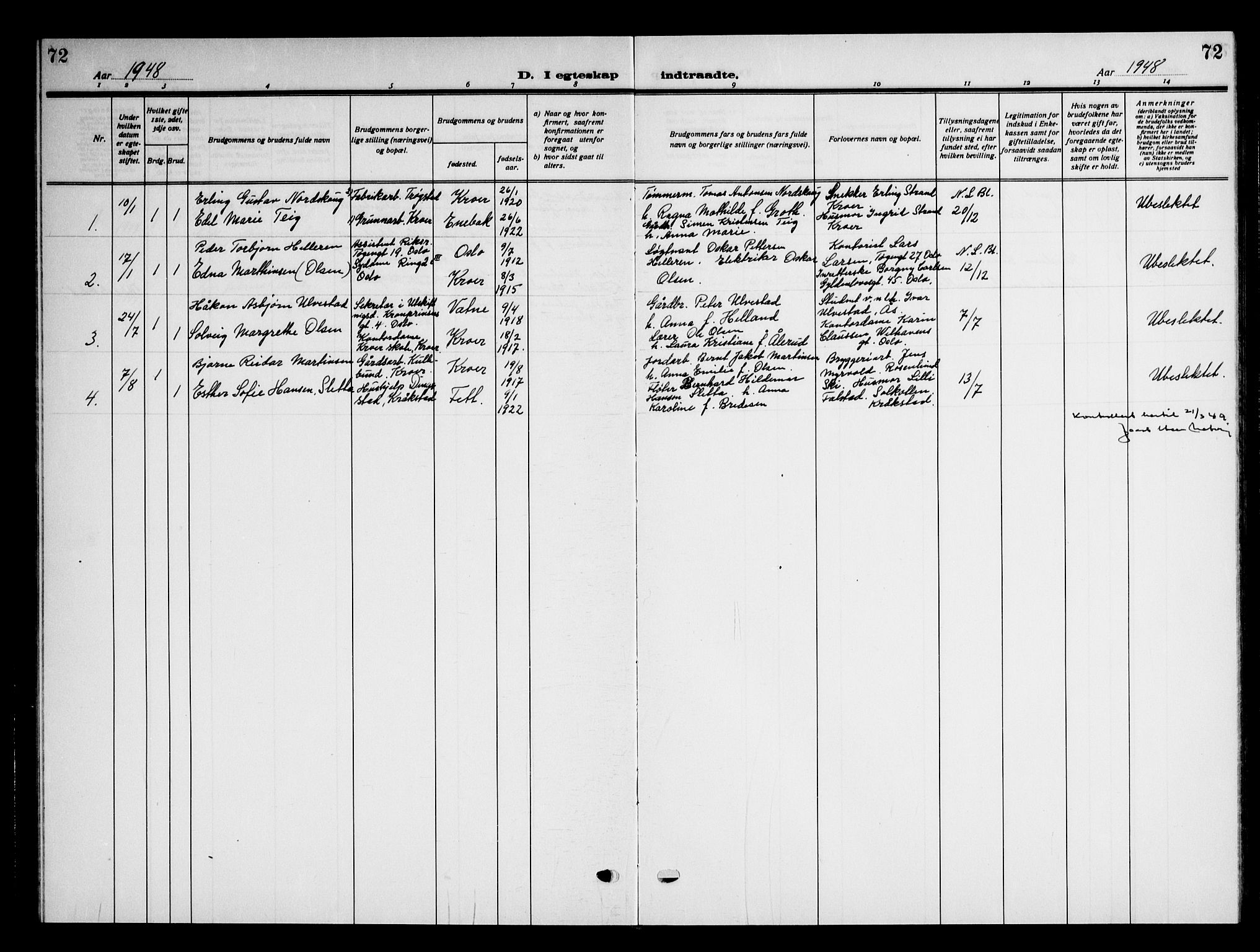Ås prestekontor Kirkebøker, AV/SAO-A-10894/G/Gc/L0002: Parish register (copy) no. III 2, 1925-1951, p. 72
