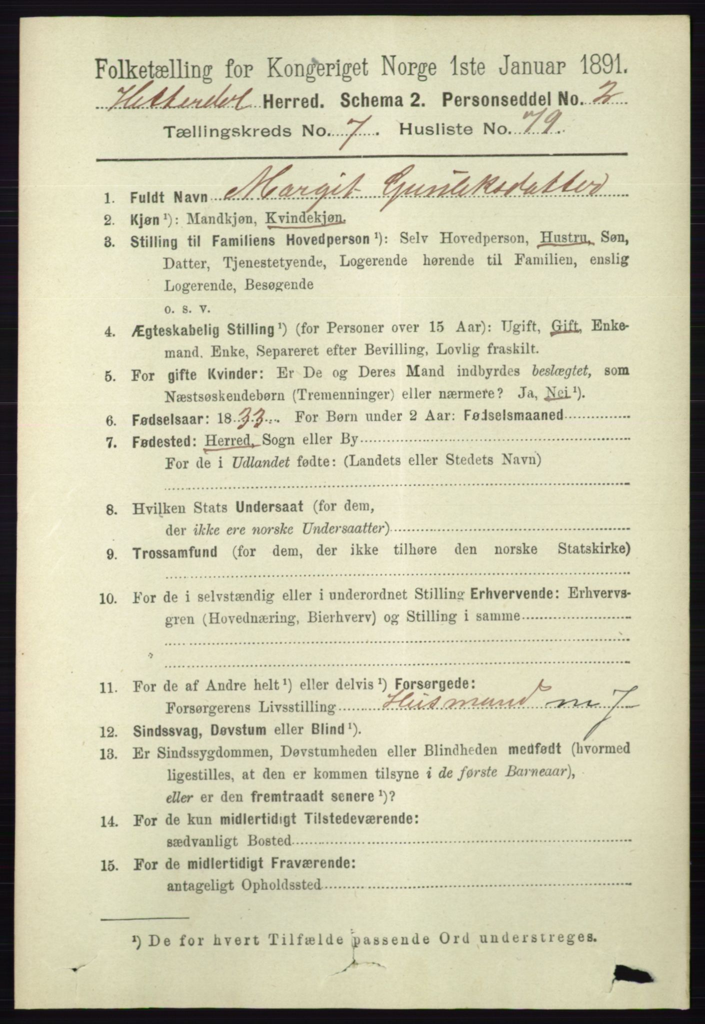 RA, 1891 census for 0823 Heddal, 1891, p. 3431