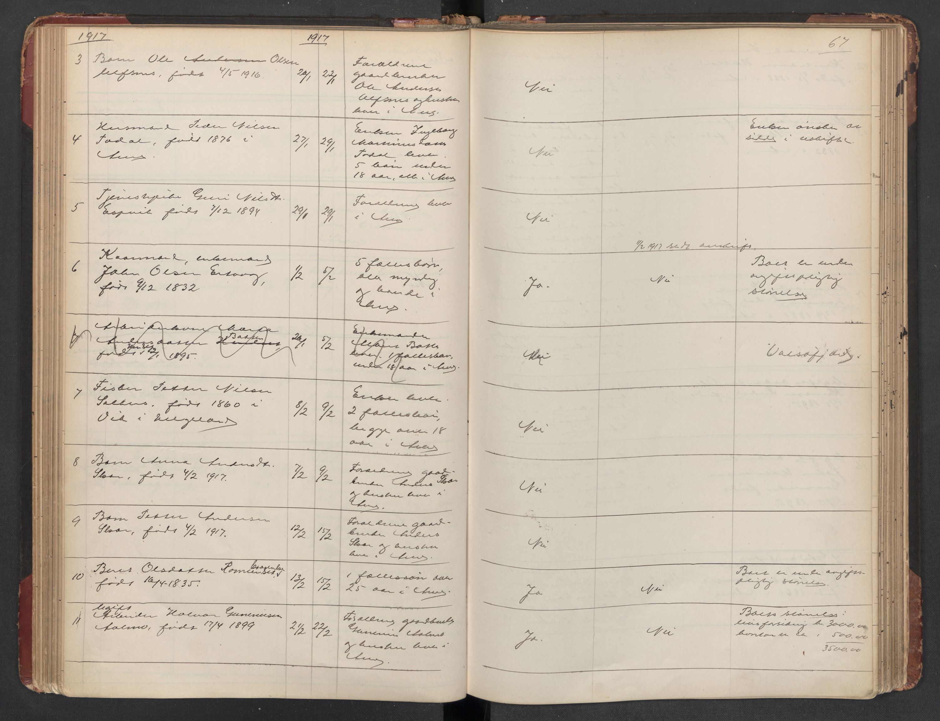 Aure lensmannskontor, AV/SAT-A-1088/1/02/L0003: 2.01.03 Dødsfallsprotokoll, 1906-1926, p. 67