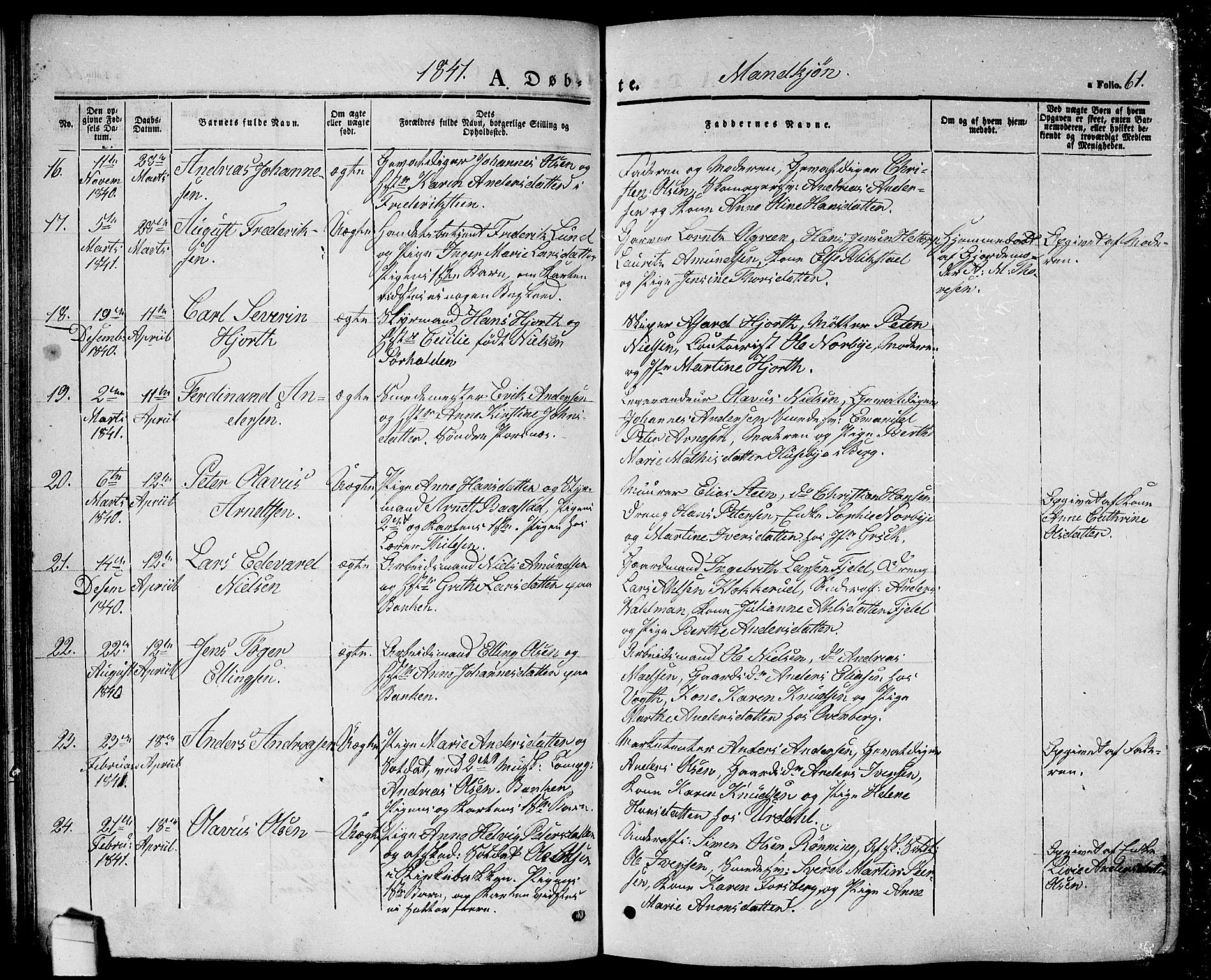 Halden prestekontor Kirkebøker, SAO/A-10909/G/Ga/L0003: Parish register (copy) no. 3, 1834-1844, p. 61