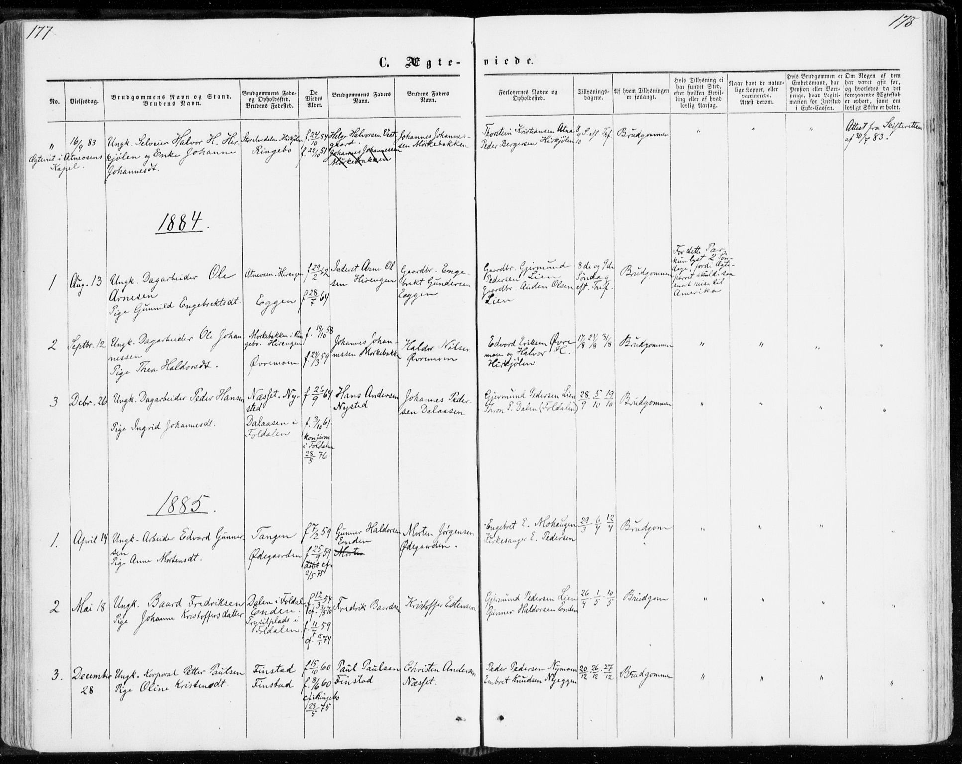 Sollia prestekontor, SAH/PREST-050/H/Ha/Haa/L0001: Parish register (official) no. 1, 1856-1885, p. 177-178