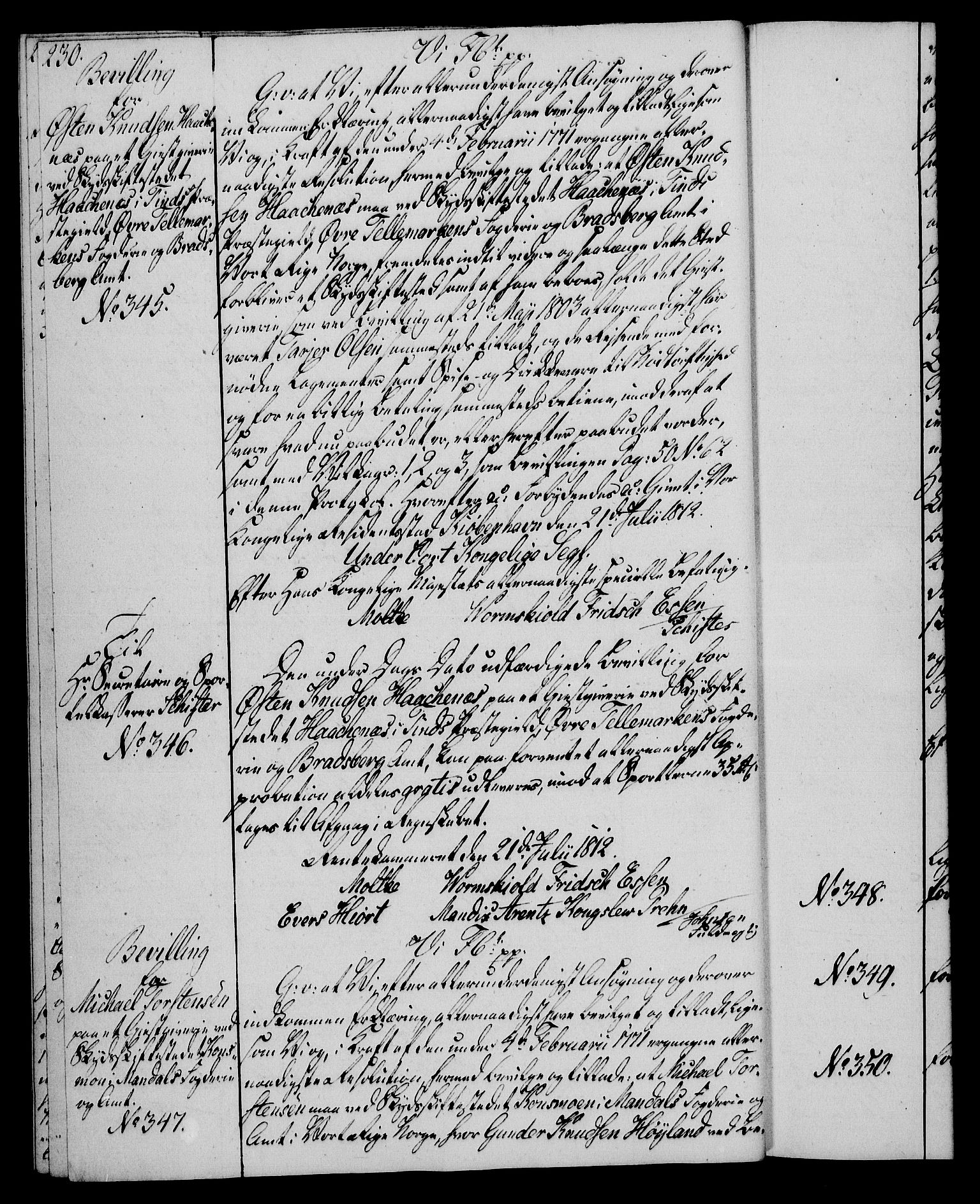 Rentekammeret, Kammerkanselliet, AV/RA-EA-3111/G/Gg/Gga/L0020: Norsk ekspedisjonsprotokoll med register (merket RK 53.20), 1811-1814, p. 230