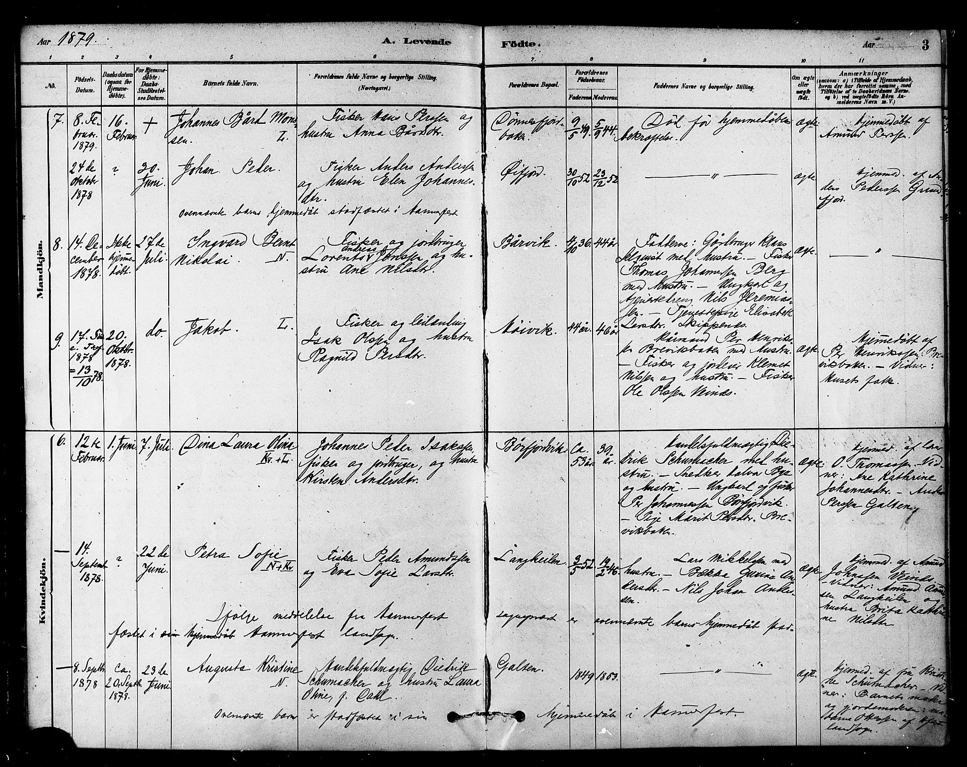 Loppa sokneprestkontor, AV/SATØ-S-1339/H/Ha/L0007kirke: Parish register (official) no. 7, 1879-1889, p. 3