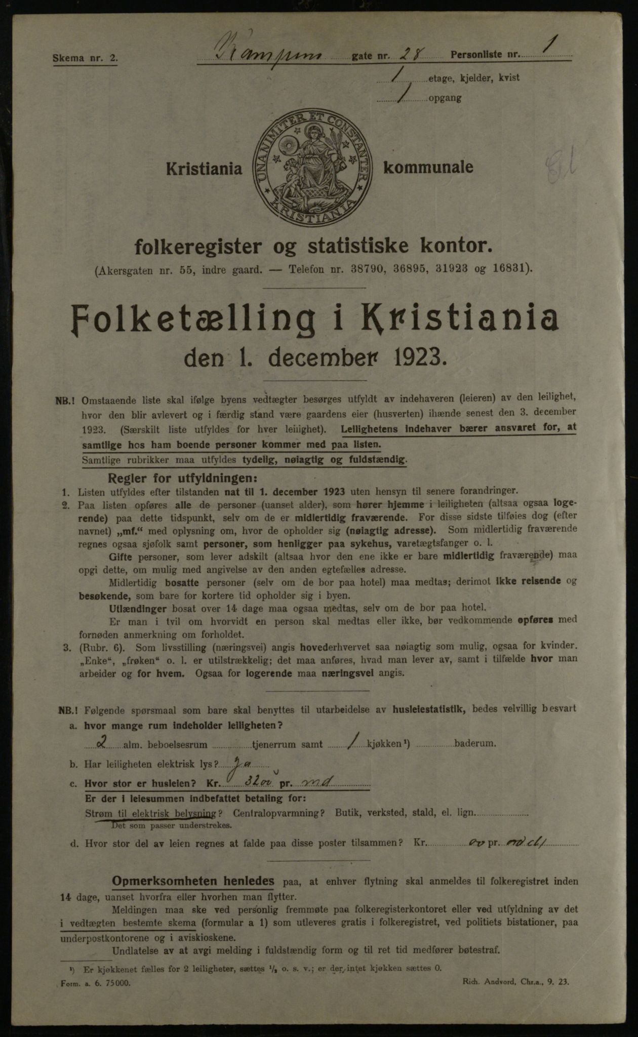 OBA, Municipal Census 1923 for Kristiania, 1923, p. 53840