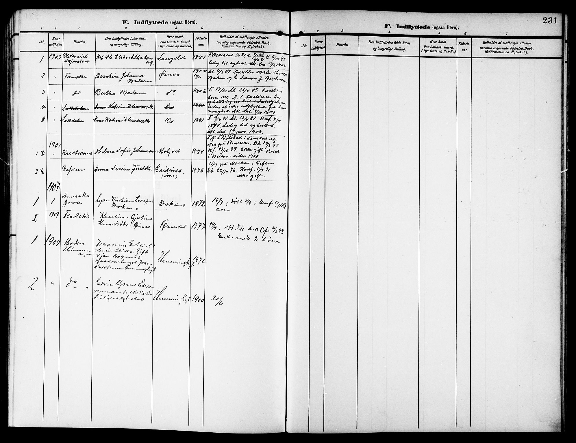 Ministerialprotokoller, klokkerbøker og fødselsregistre - Nordland, SAT/A-1459/846/L0655: Parish register (copy) no. 846C05, 1902-1916, p. 231