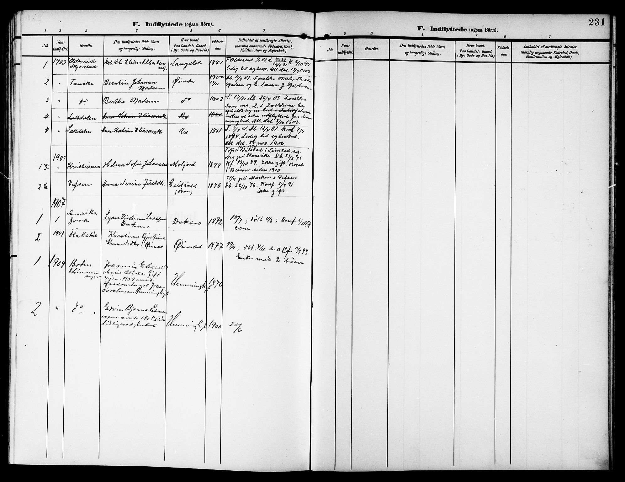 Ministerialprotokoller, klokkerbøker og fødselsregistre - Nordland, AV/SAT-A-1459/846/L0655: Parish register (copy) no. 846C05, 1902-1916, p. 231