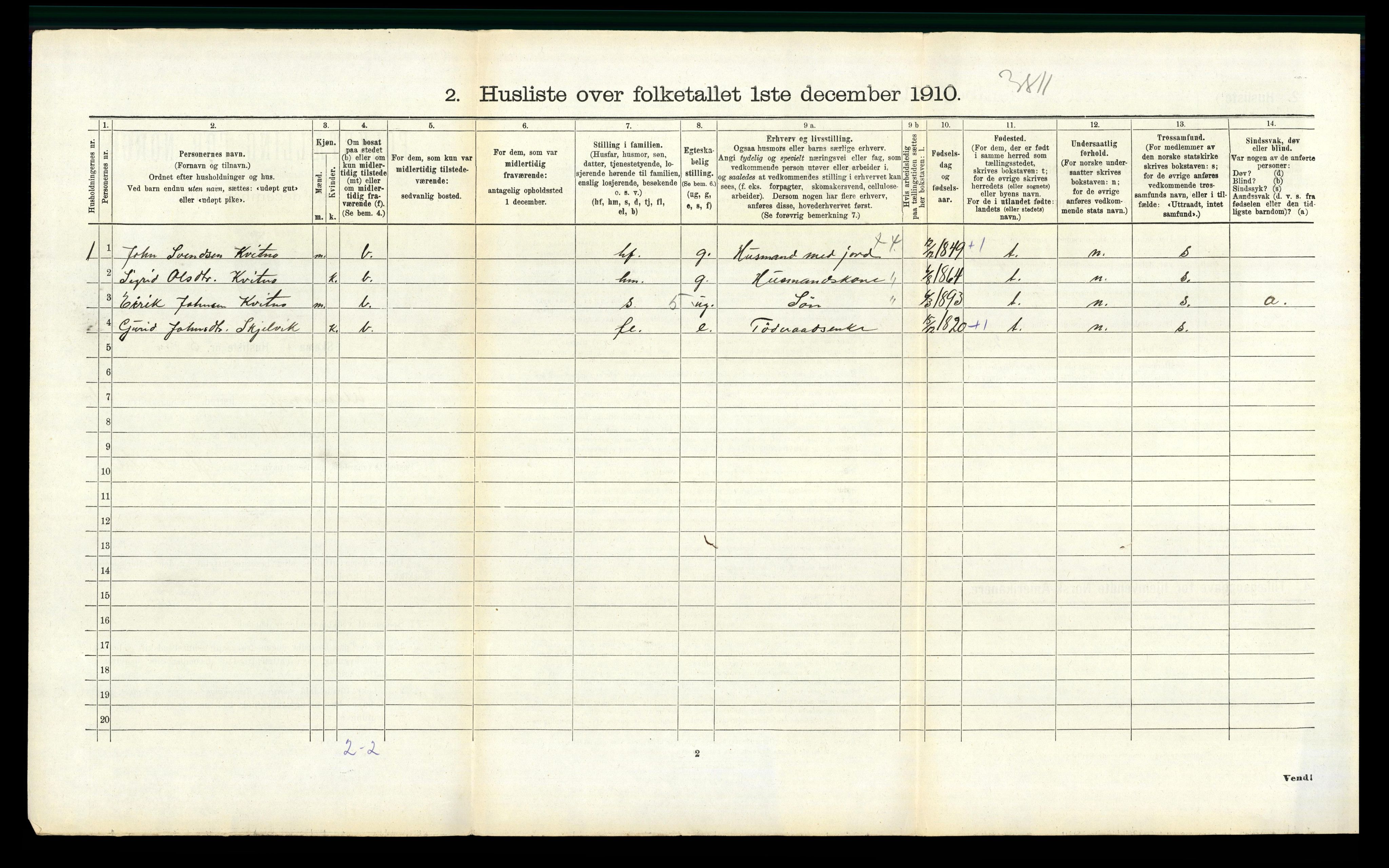 RA, 1910 census for Ullensvang, 1910, p. 820
