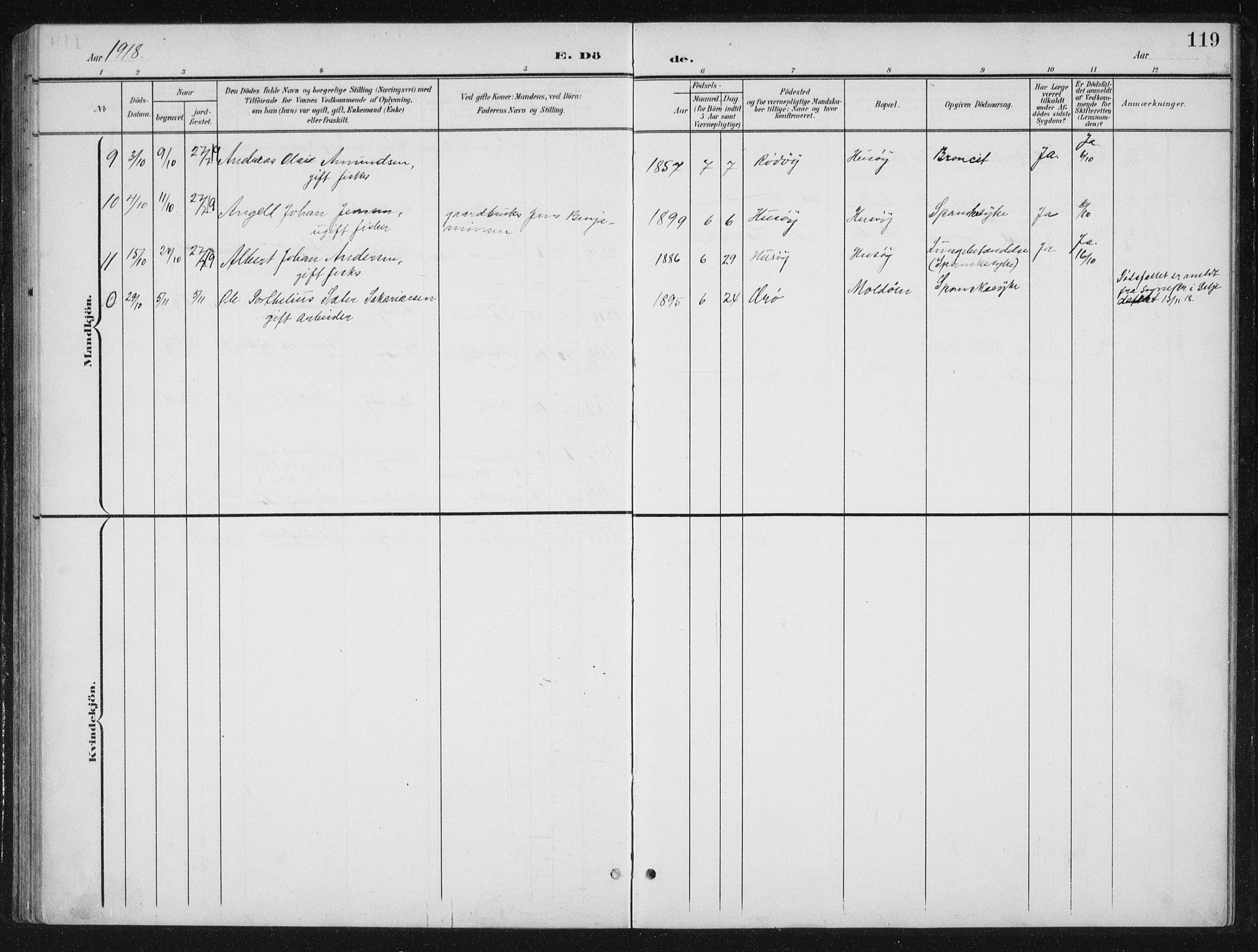 Ministerialprotokoller, klokkerbøker og fødselsregistre - Nordland, AV/SAT-A-1459/840/L0583: Parish register (copy) no. 840C03, 1901-1933, p. 119