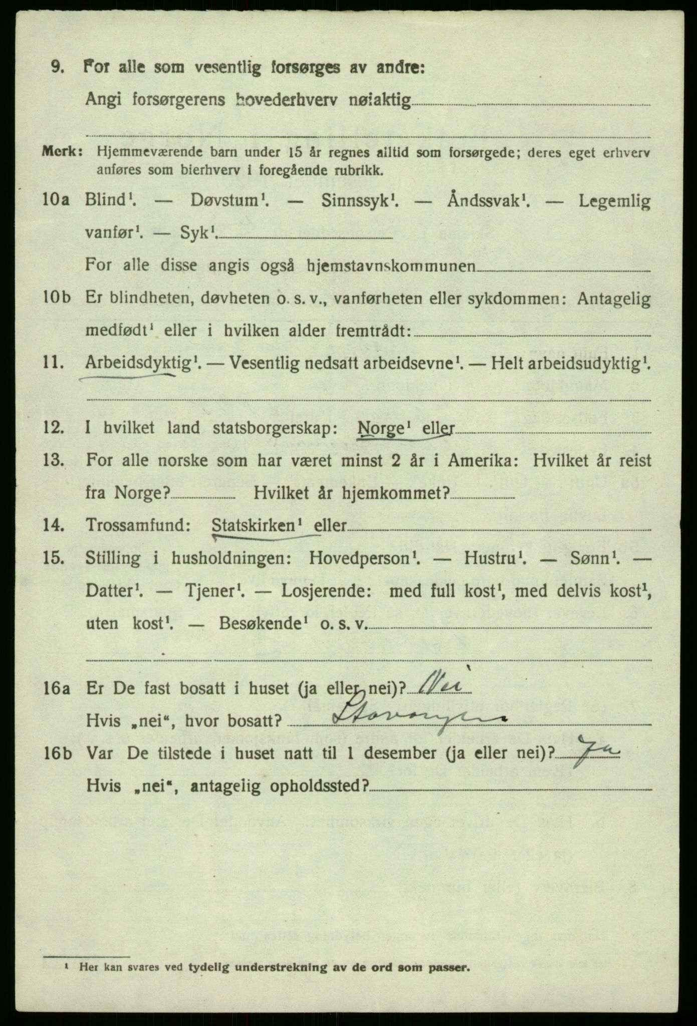 SAB, 1920 census for Bruvik, 1920, p. 3883