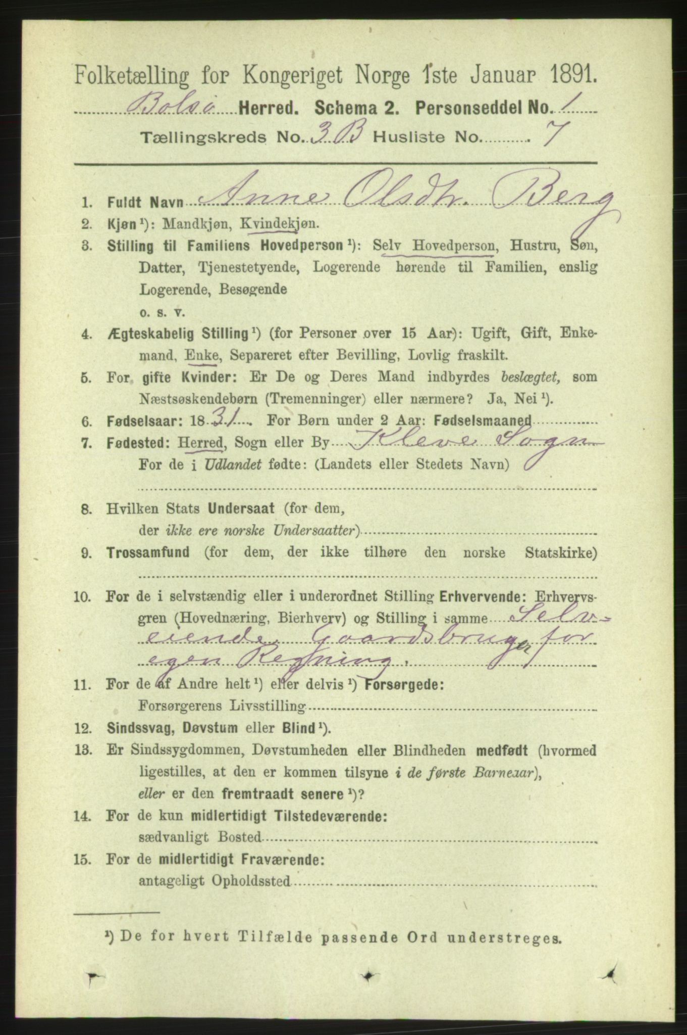 RA, 1891 census for 1544 Bolsøy, 1891, p. 2120