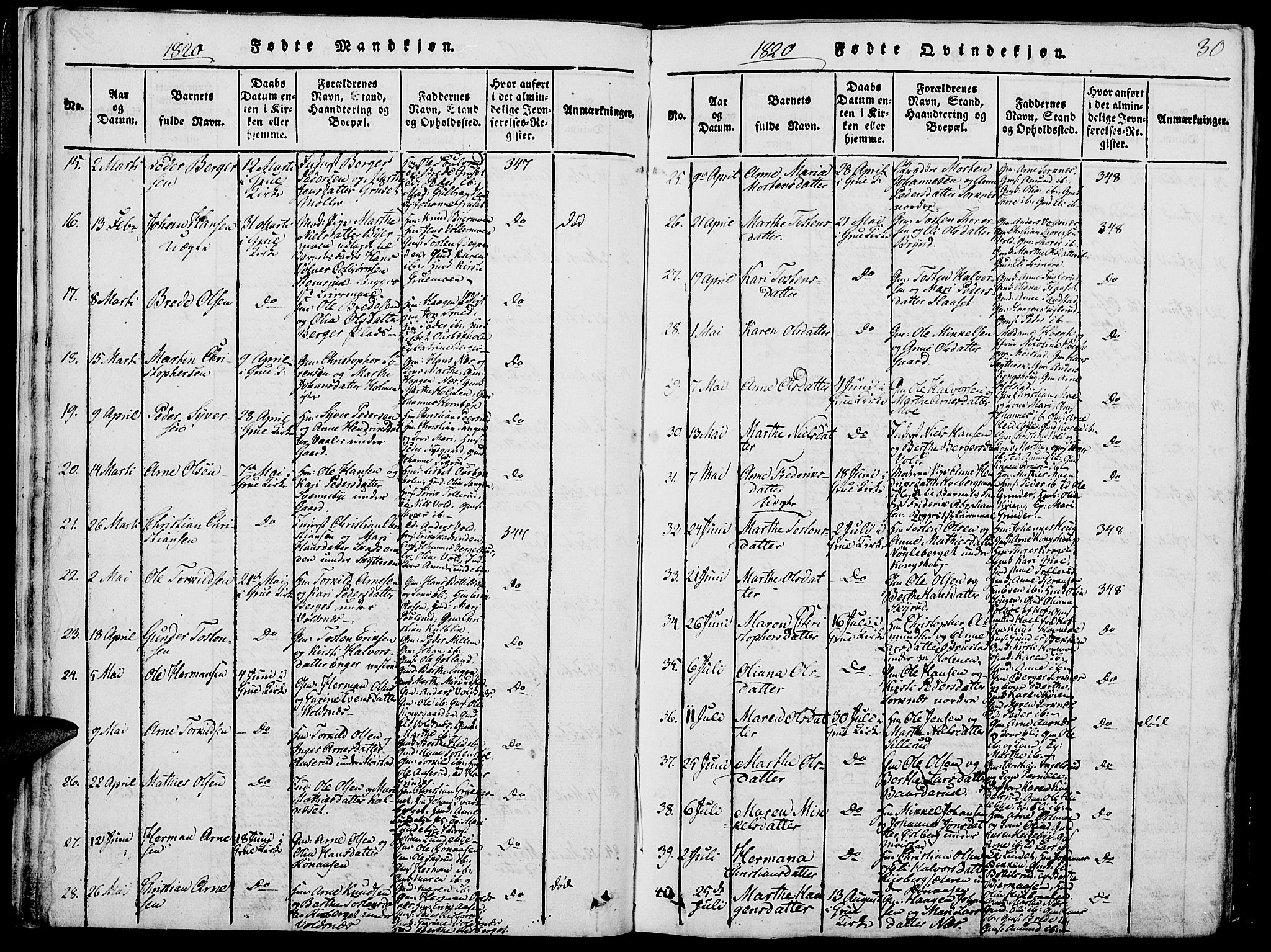 Grue prestekontor, AV/SAH-PREST-036/H/Ha/Hab/L0002: Parish register (copy) no. 2, 1815-1841, p. 30