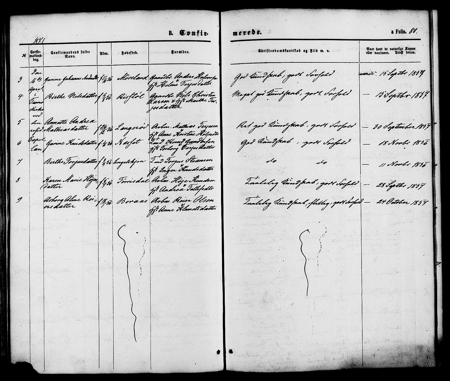 Austre Moland sokneprestkontor, AV/SAK-1111-0001/F/Fa/Faa/L0009: Parish register (official) no. A 9, 1869-1879, p. 80