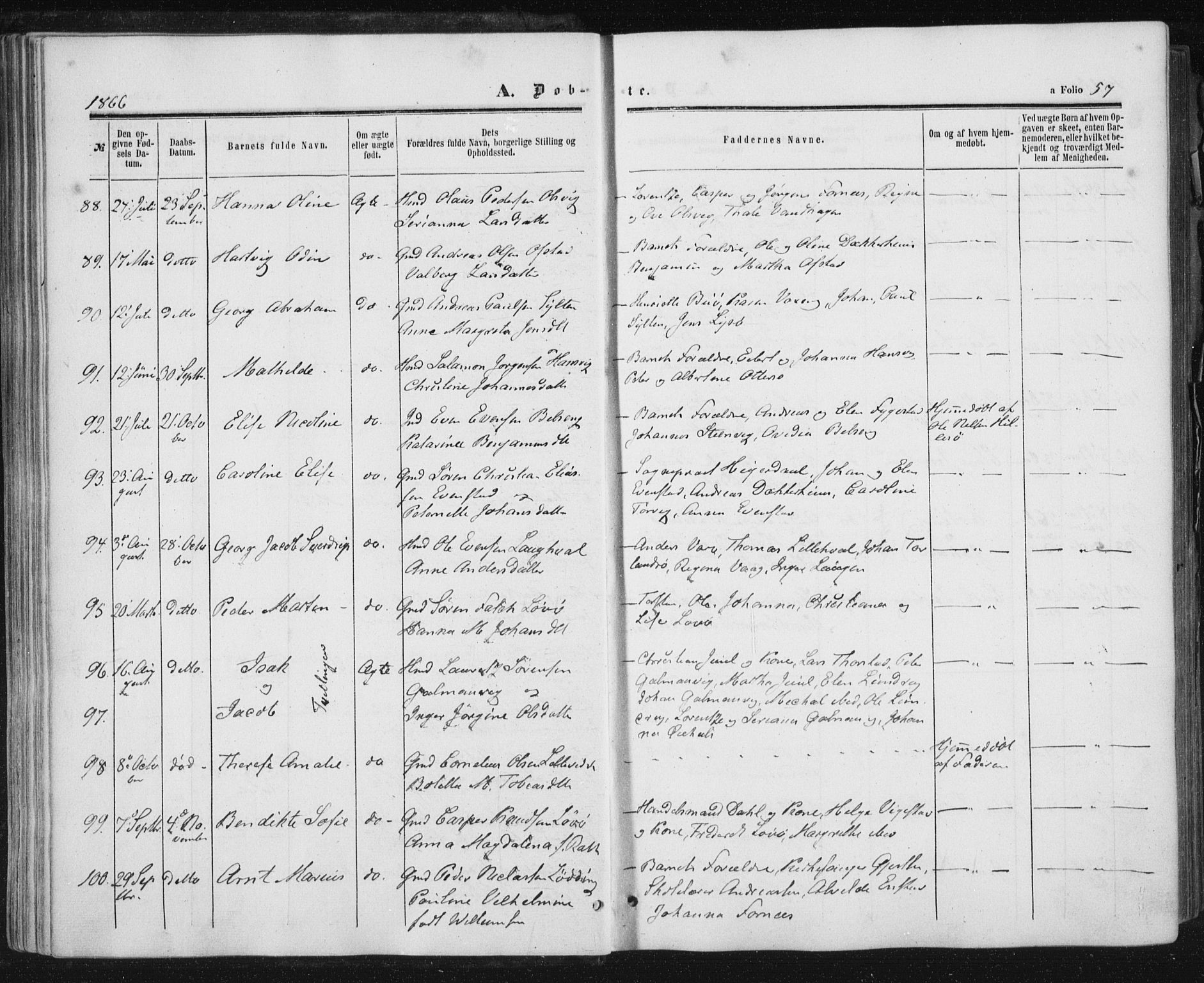 Ministerialprotokoller, klokkerbøker og fødselsregistre - Nord-Trøndelag, SAT/A-1458/784/L0670: Parish register (official) no. 784A05, 1860-1876, p. 57