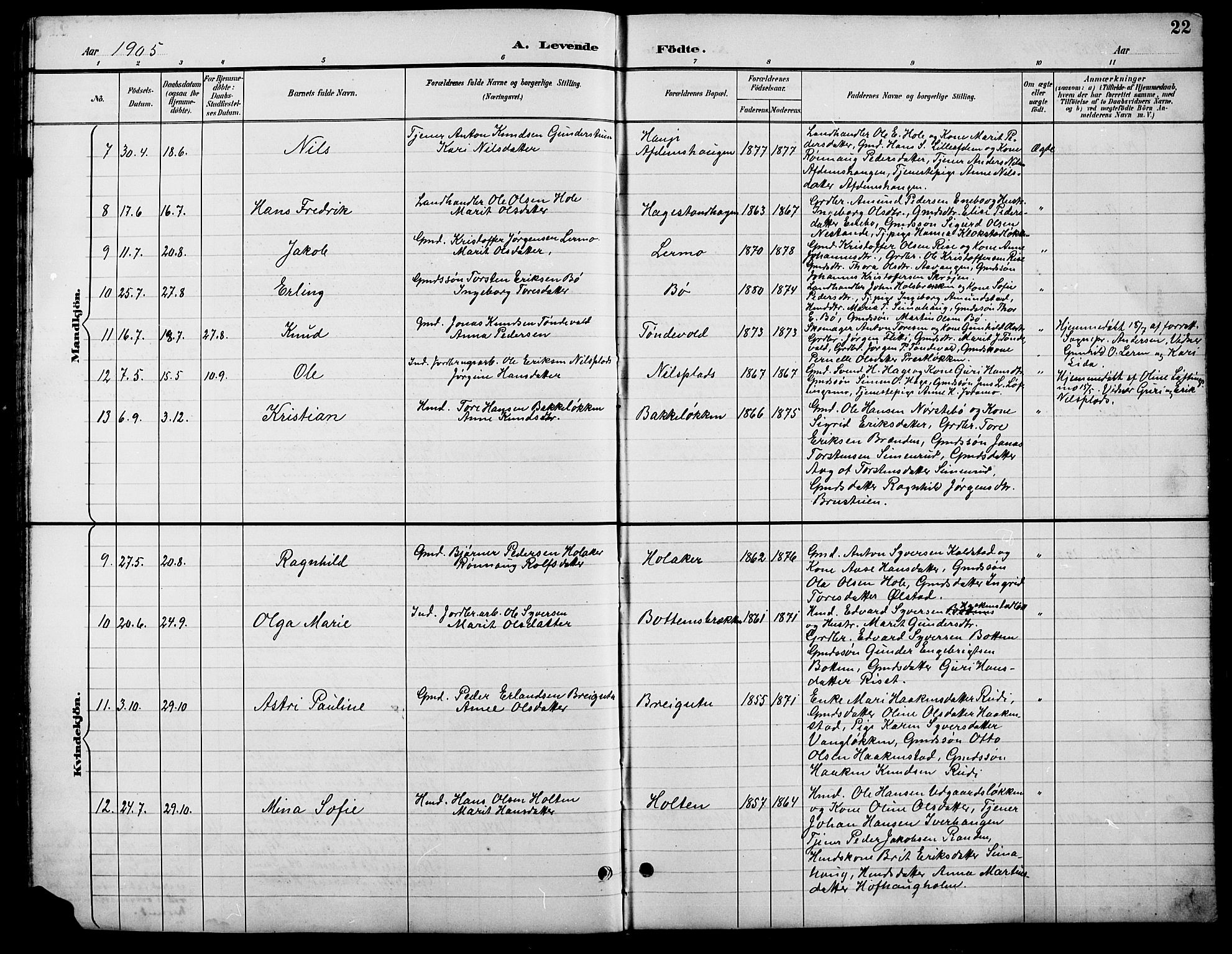 Lesja prestekontor, SAH/PREST-068/H/Ha/Hab/L0007: Parish register (copy) no. 7, 1895-1919, p. 22