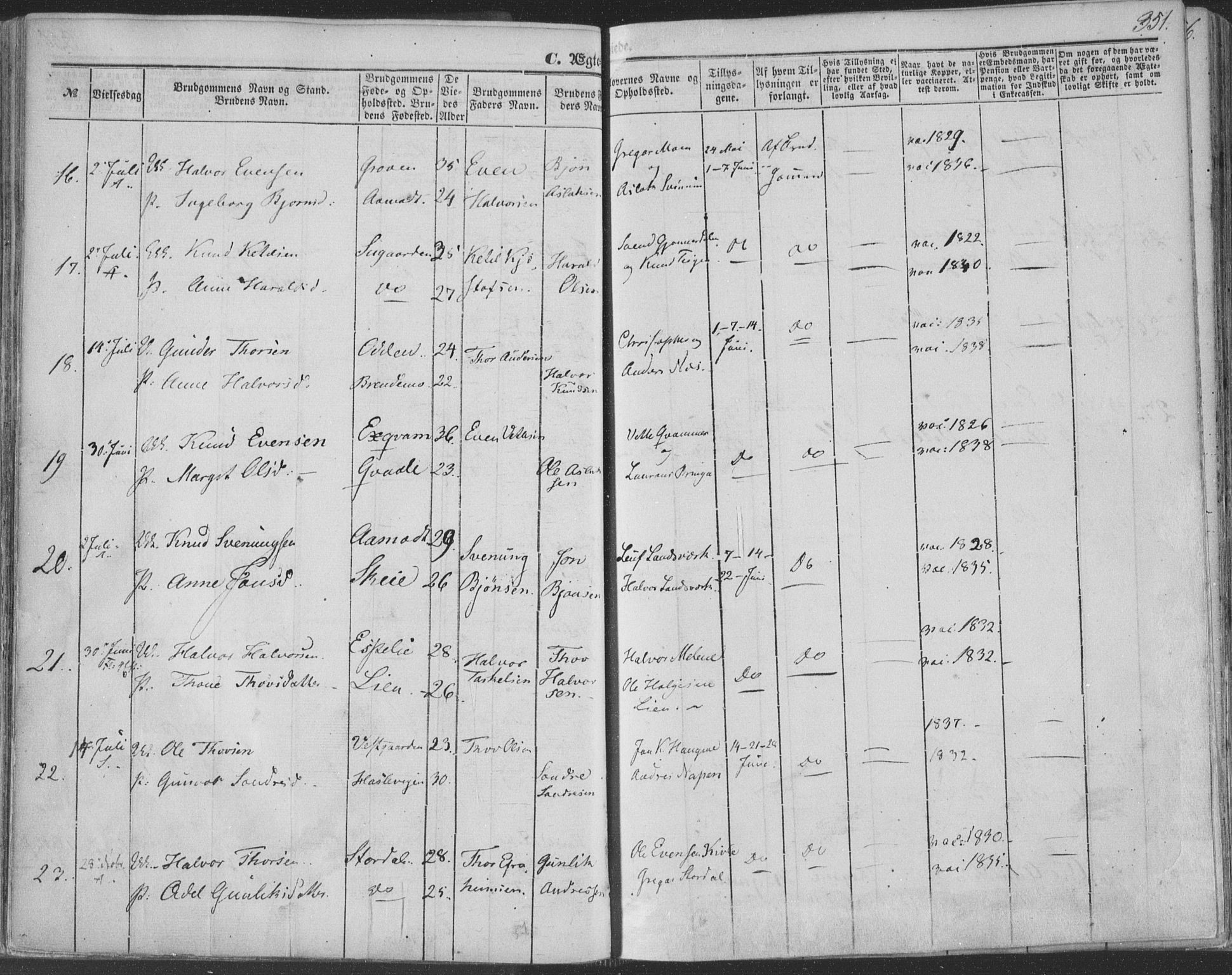 Seljord kirkebøker, AV/SAKO-A-20/F/Fa/L012b: Parish register (official) no. I 12B, 1850-1865, p. 351