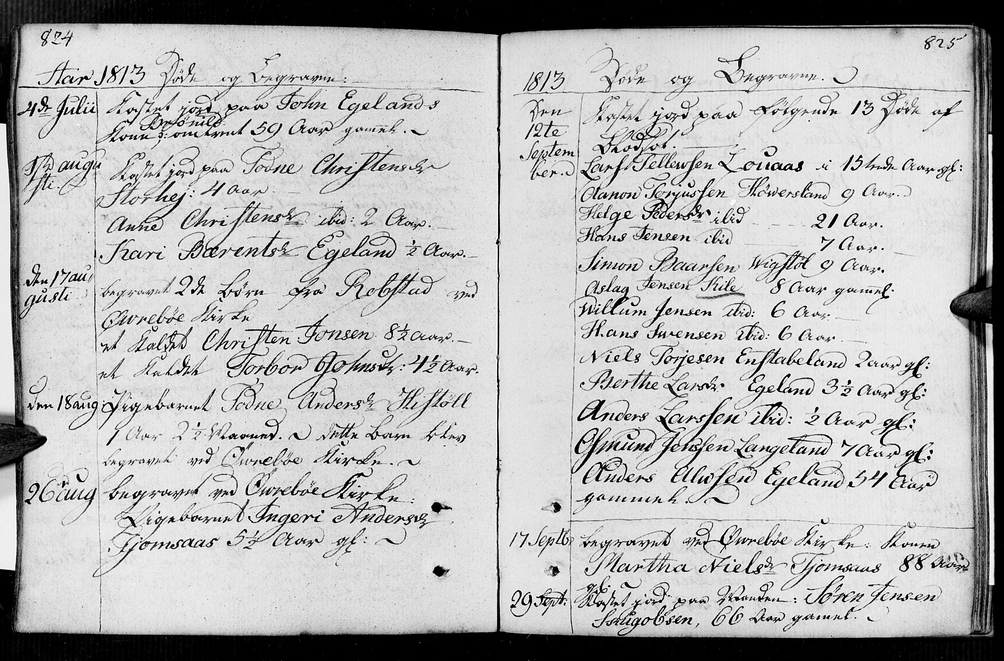 Vennesla sokneprestkontor, AV/SAK-1111-0045/Fa/Faa/L0002: Parish register (official) no. A 2, 1785-1834, p. 824-825