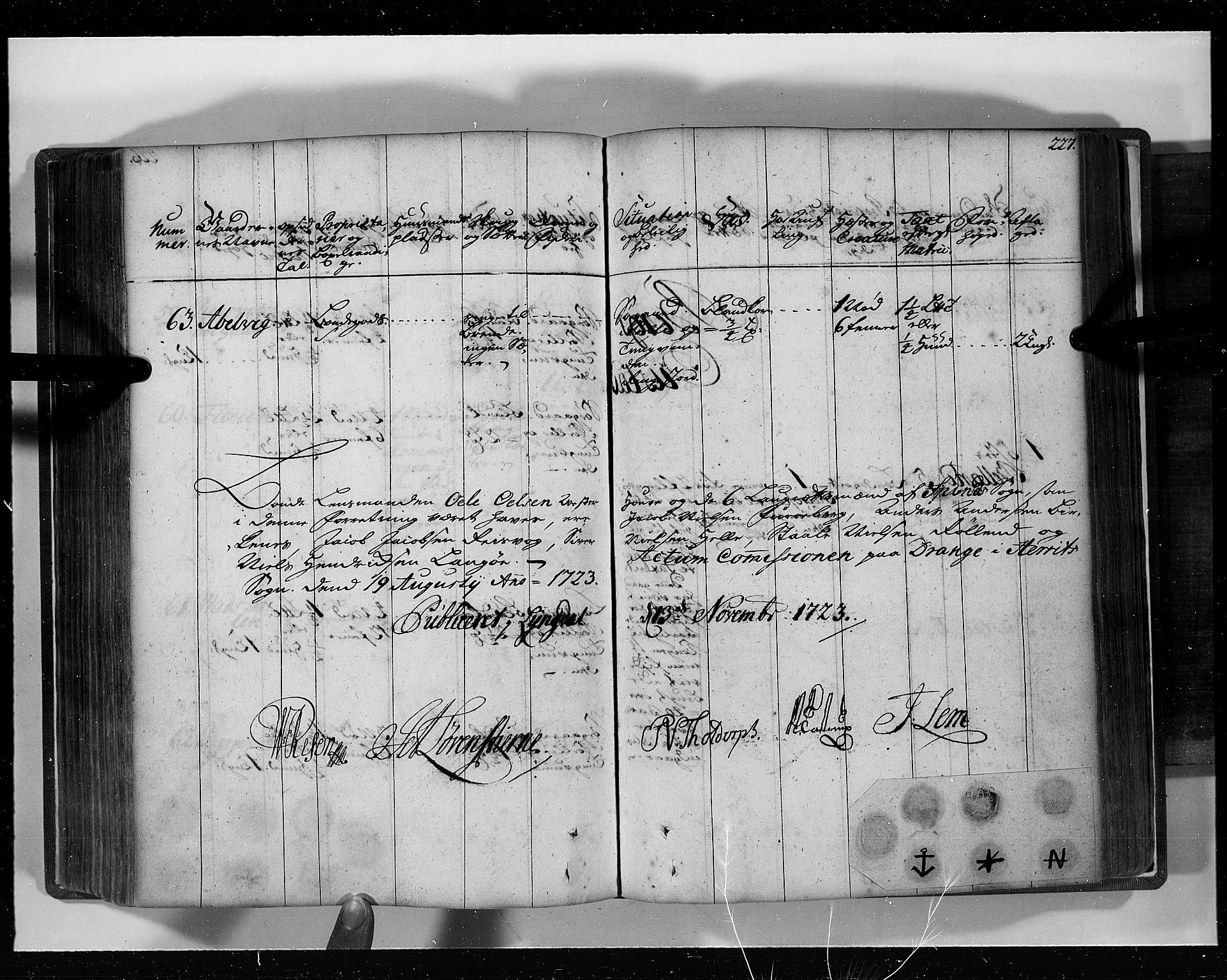Rentekammeret inntil 1814, Realistisk ordnet avdeling, AV/RA-EA-4070/N/Nb/Nbf/L0129: Lista eksaminasjonsprotokoll, 1723, p. 229