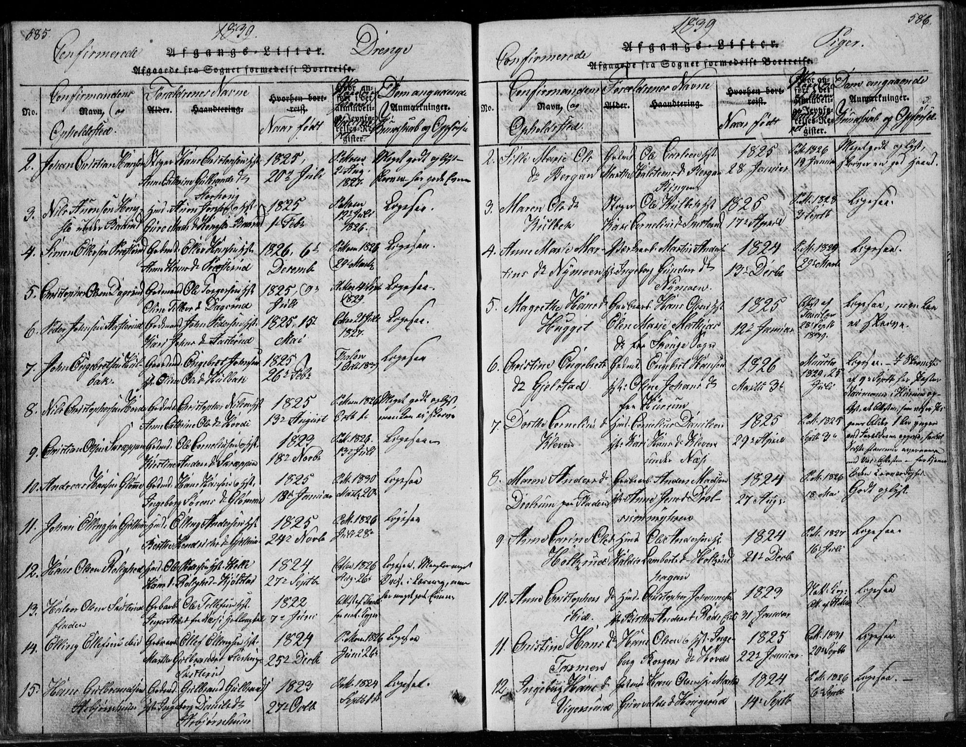 Modum kirkebøker, AV/SAKO-A-234/G/Ga/L0003: Parish register (copy) no. I 3, 1832-1842, p. 585-586