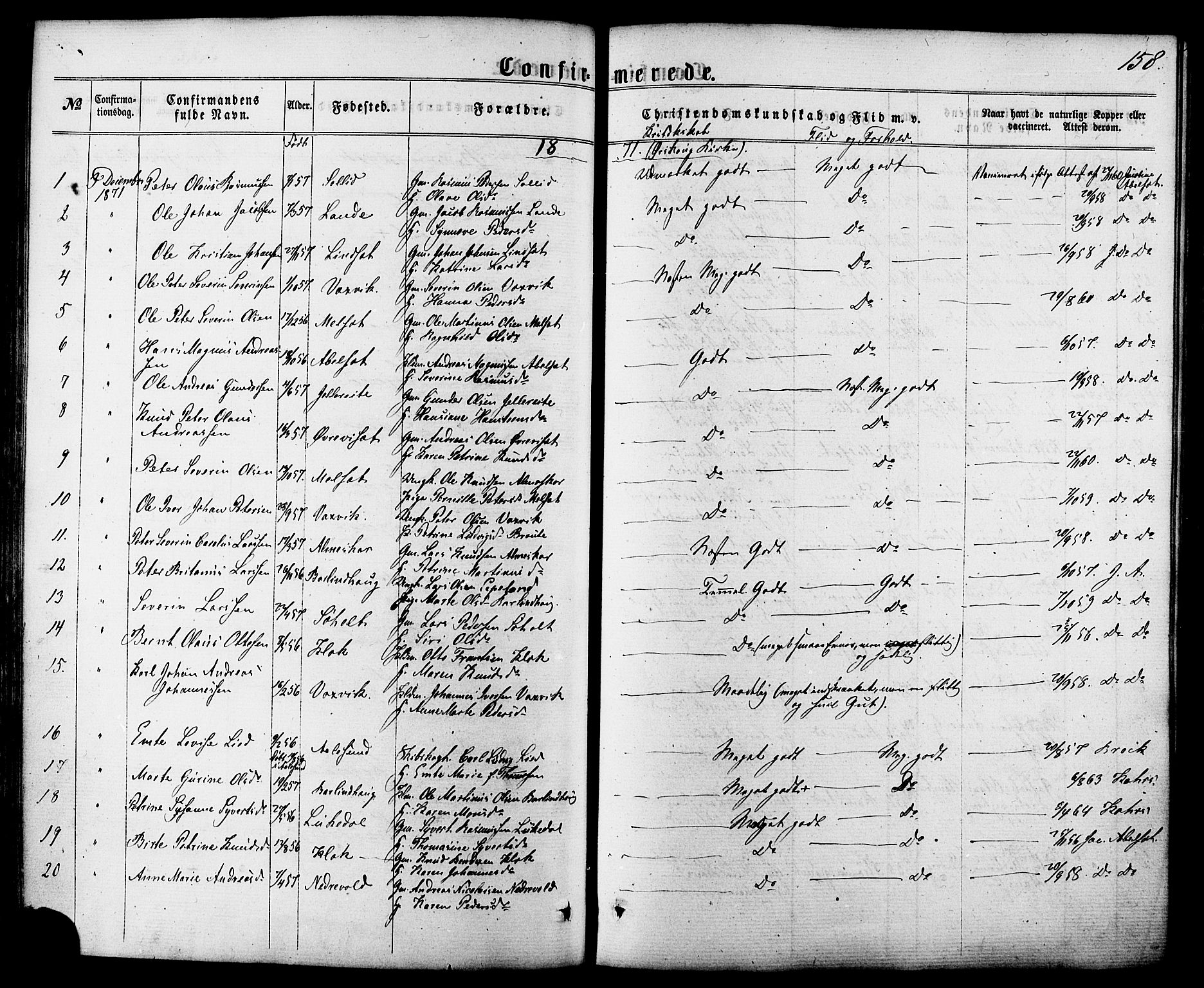 Ministerialprotokoller, klokkerbøker og fødselsregistre - Møre og Romsdal, AV/SAT-A-1454/522/L0314: Parish register (official) no. 522A09, 1863-1877, p. 158