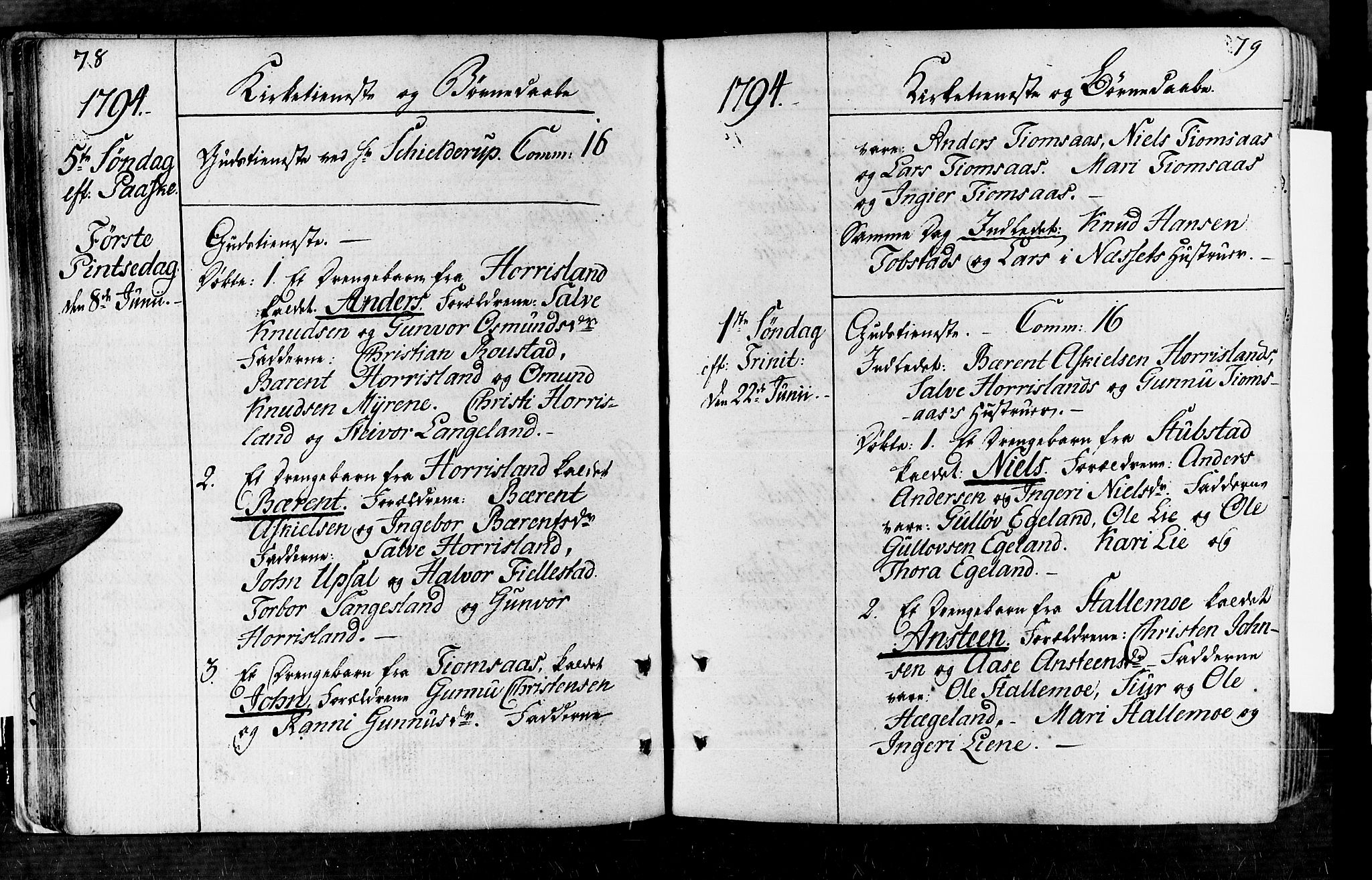 Vennesla sokneprestkontor, AV/SAK-1111-0045/Fa/Fac/L0002: Parish register (official) no. A 2, 1785-1834, p. 78-79