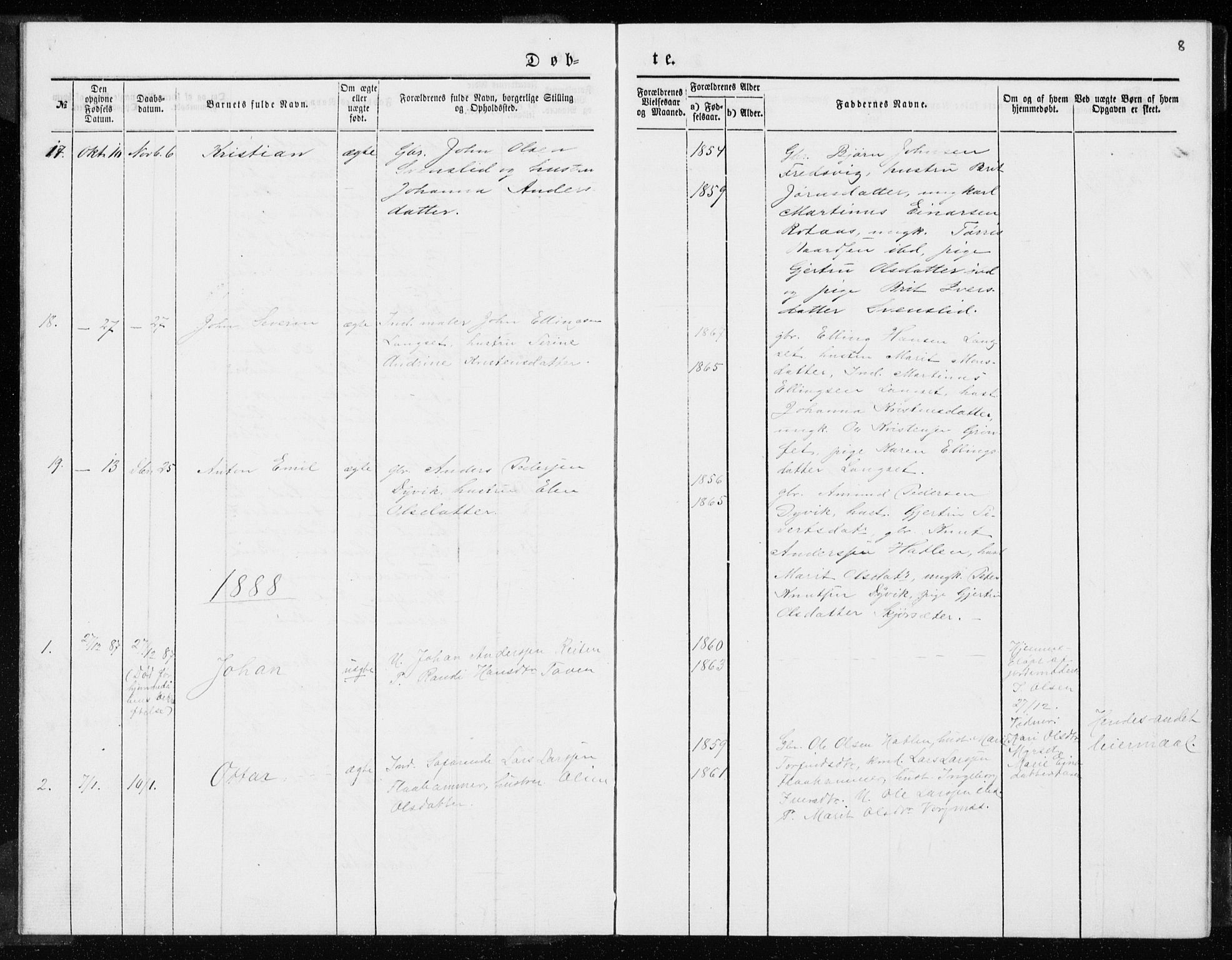 Ministerialprotokoller, klokkerbøker og fødselsregistre - Møre og Romsdal, SAT/A-1454/551/L0631: Parish register (copy) no. 551C03, 1886-1894, p. 8