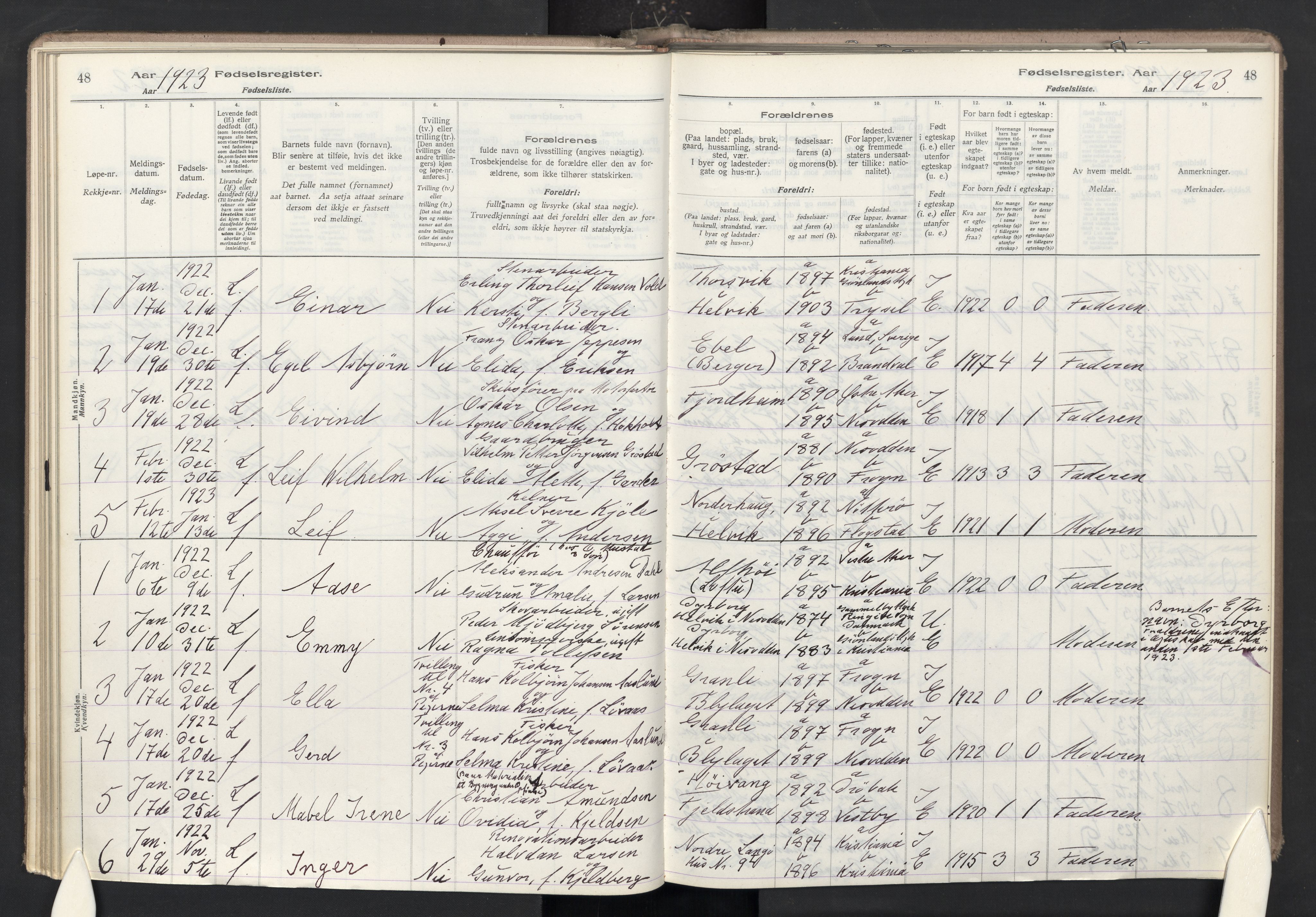 Nesodden prestekontor Kirkebøker, AV/SAO-A-10013/J/Ja/L0001: Birth register no. I 1, 1916-1946, p. 48