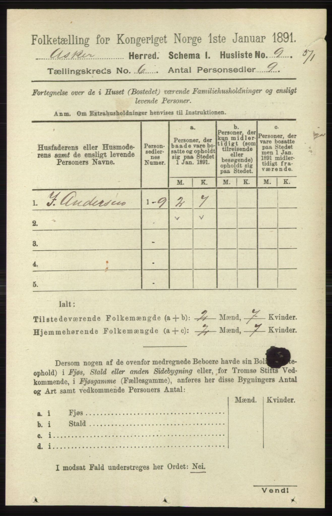 RA, 1891 census for 0220 Asker, 1891, p. 4115