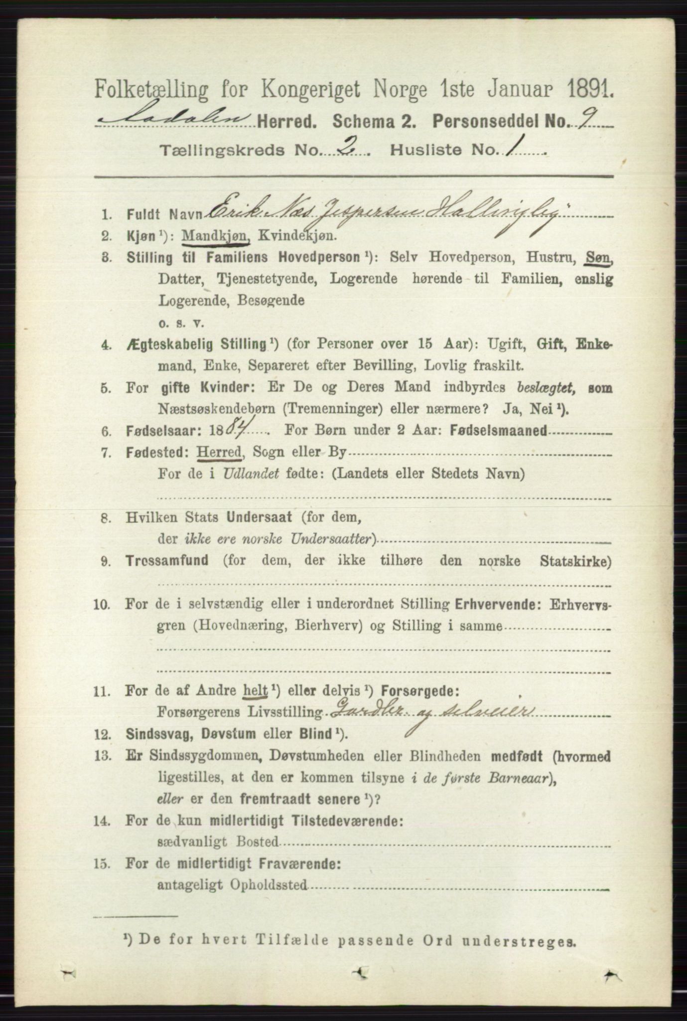 RA, 1891 census for 0614 Ådal, 1891, p. 647