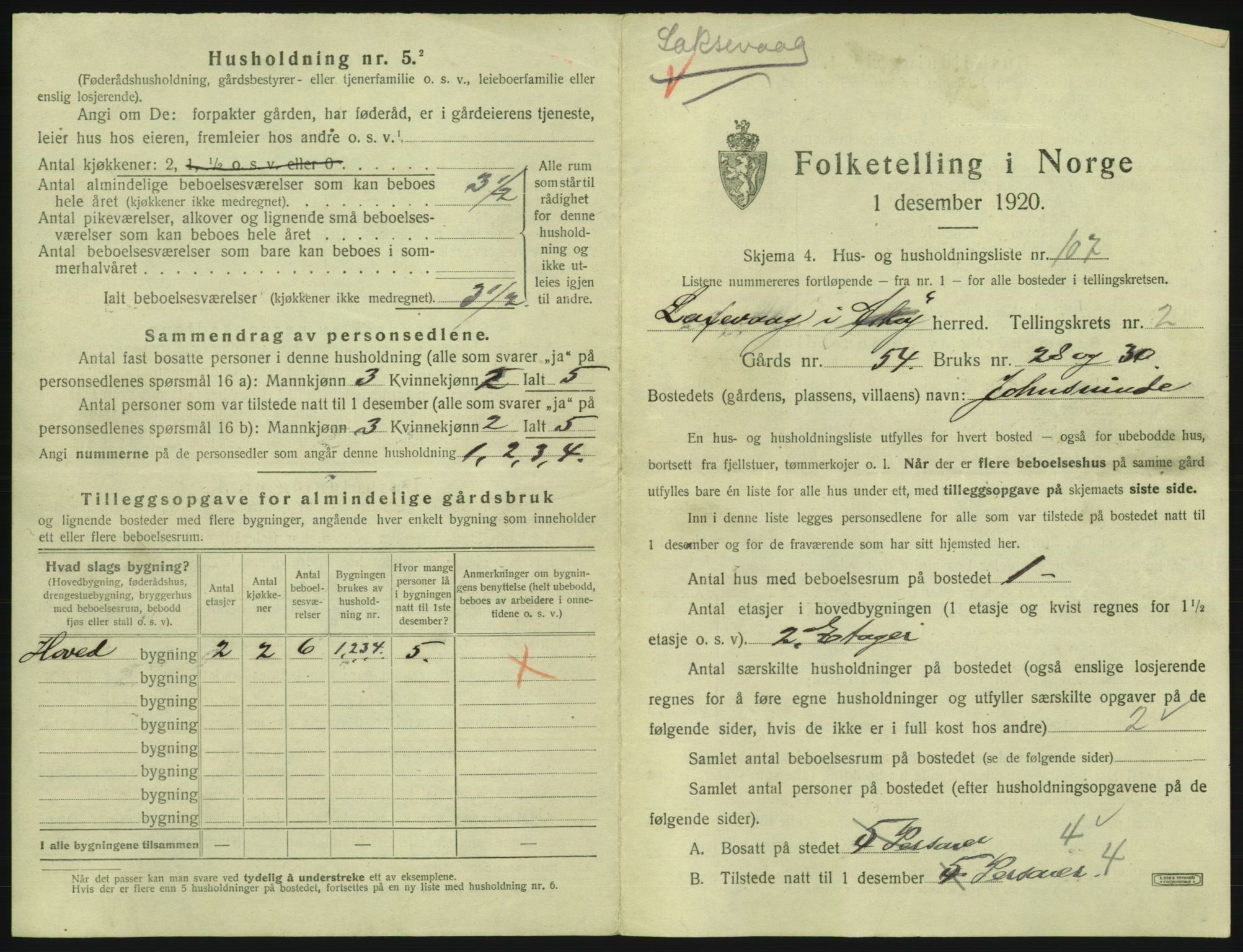 SAB, 1920 census for Laksevåg, 1920, p. 527