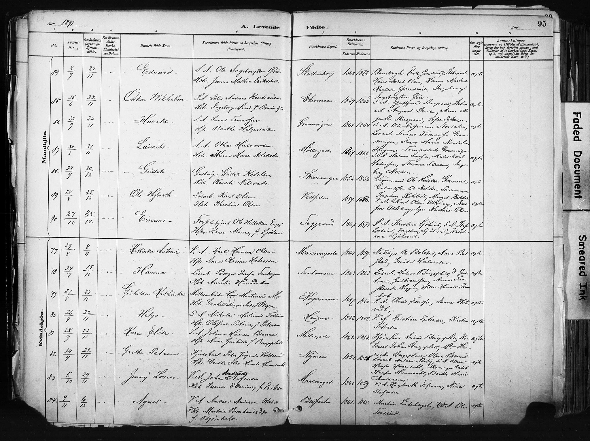 Kongsberg kirkebøker, AV/SAKO-A-22/F/Fb/L0002: Parish register (official) no. II 2, 1886-1896, p. 95