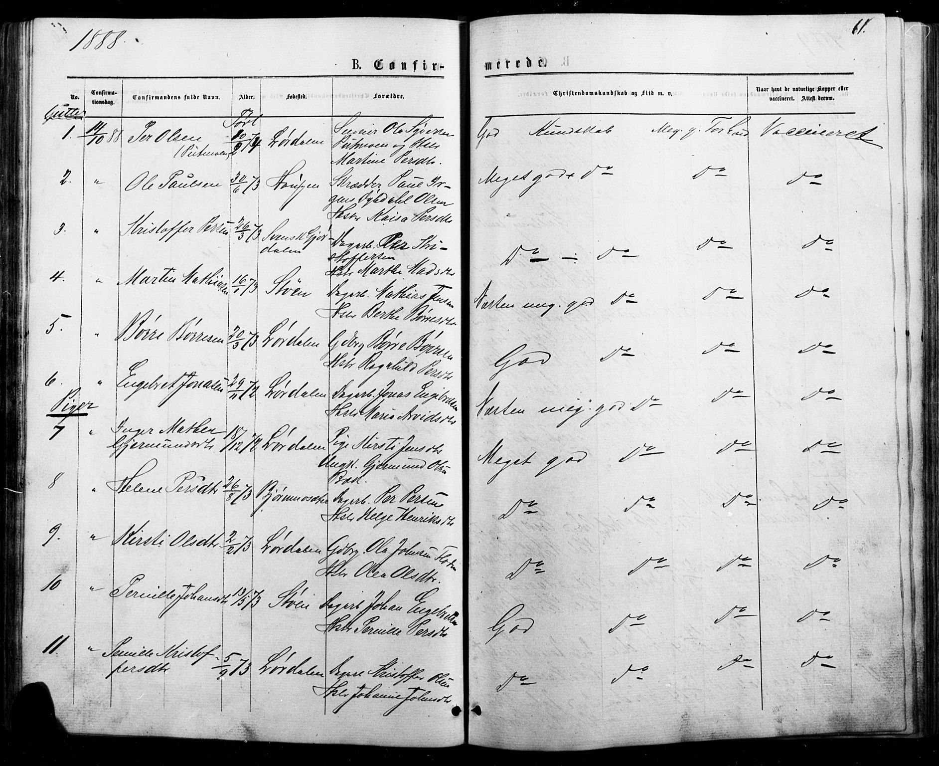 Trysil prestekontor, SAH/PREST-046/H/Ha/Haa/L0010: Parish register (official) no. 10, 1872-1895, p. 61