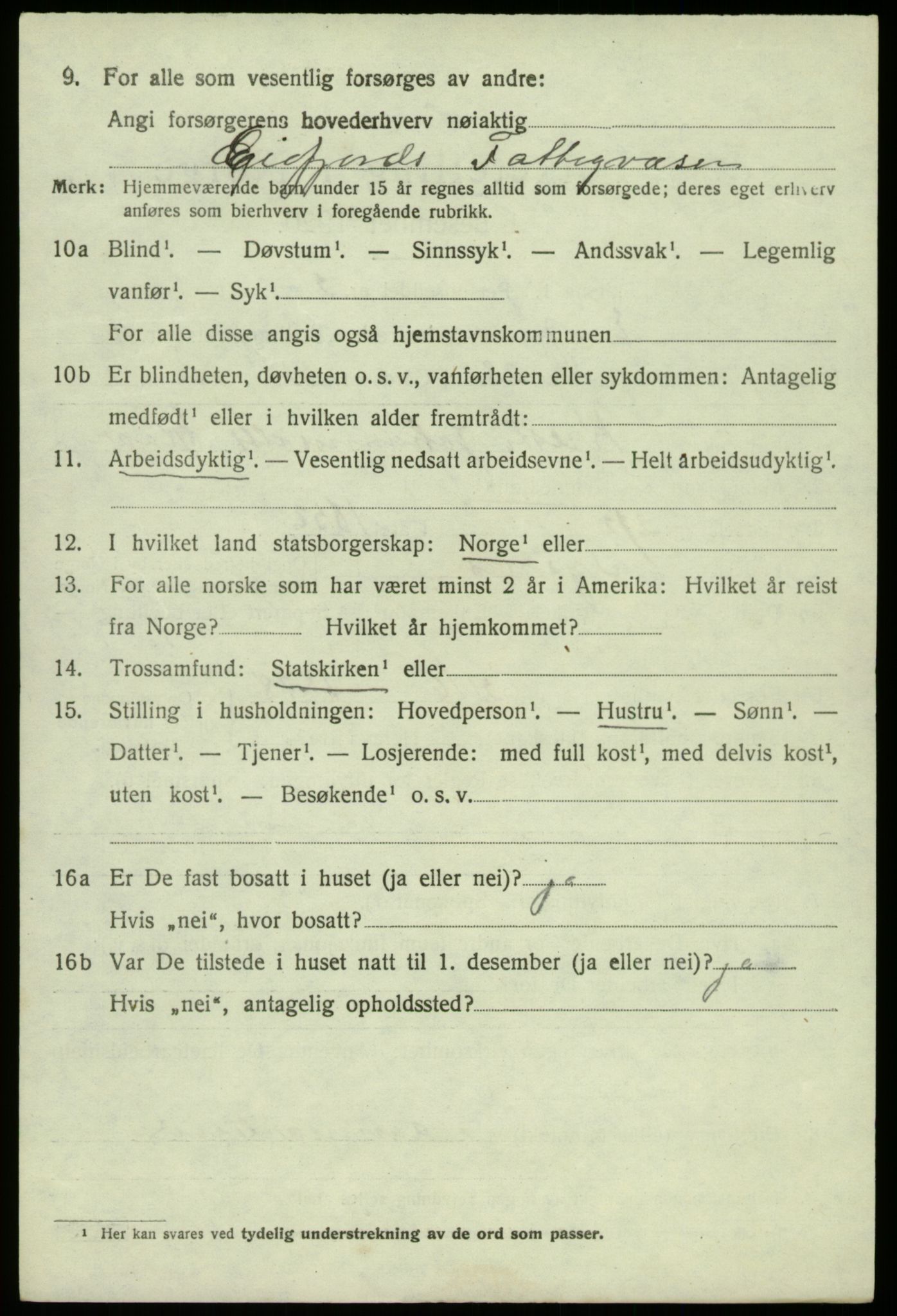 SAB, 1920 census for Eidfjord, 1920, p. 729