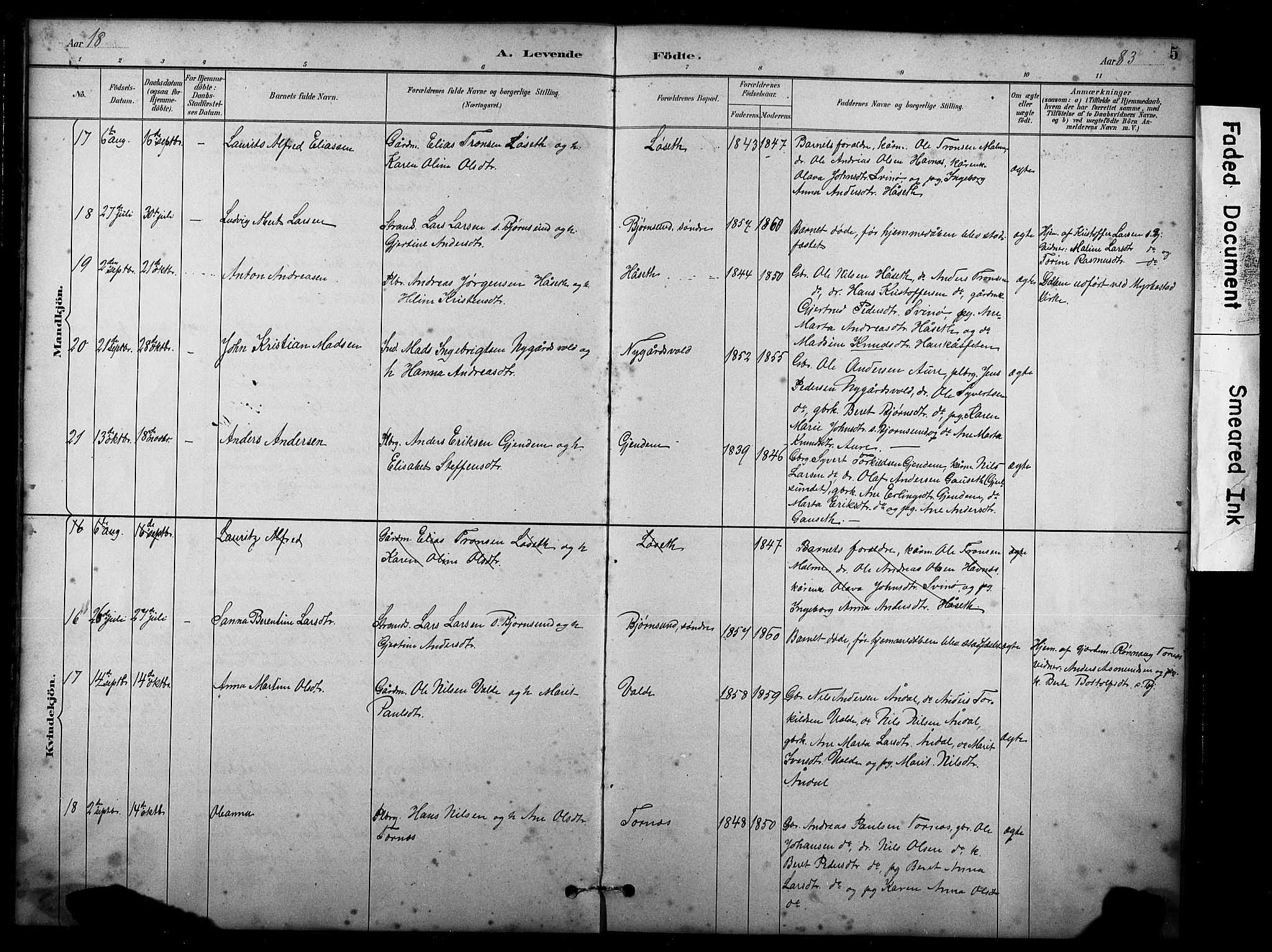 Ministerialprotokoller, klokkerbøker og fødselsregistre - Møre og Romsdal, AV/SAT-A-1454/565/L0755: Parish register (copy) no. 565C04, 1883-1903, p. 5