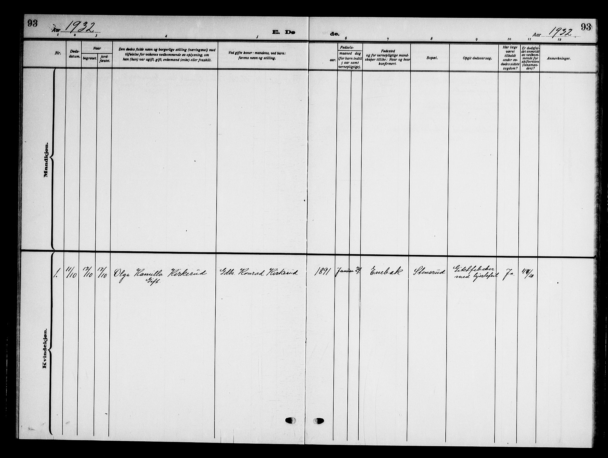 Ås prestekontor Kirkebøker, AV/SAO-A-10894/G/Gc/L0002: Parish register (copy) no. III 2, 1925-1951, p. 93