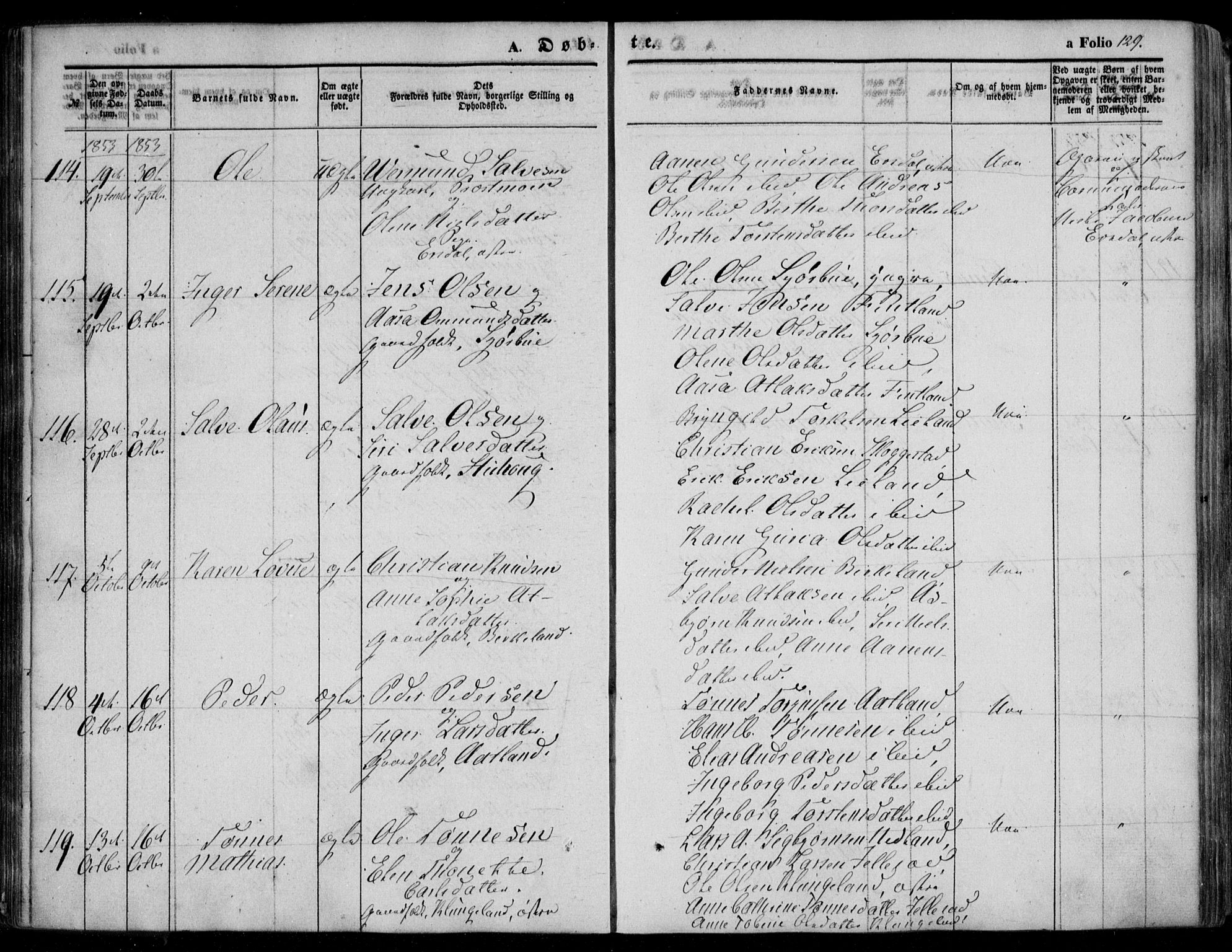 Bakke sokneprestkontor, AV/SAK-1111-0002/F/Fa/Faa/L0005: Parish register (official) no. A 5, 1847-1855, p. 129