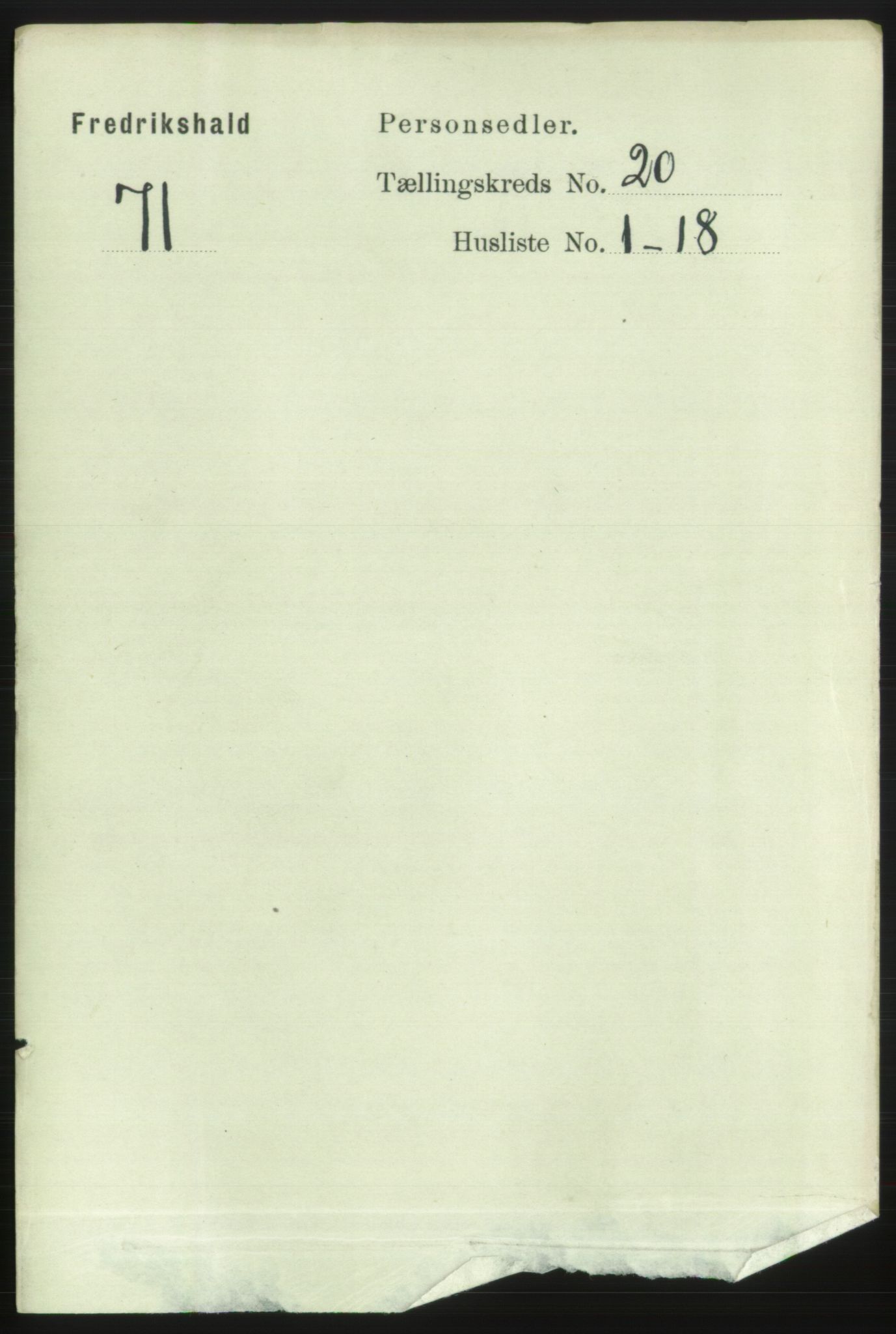 RA, 1891 census for 0101 Fredrikshald, 1891, p. 12441