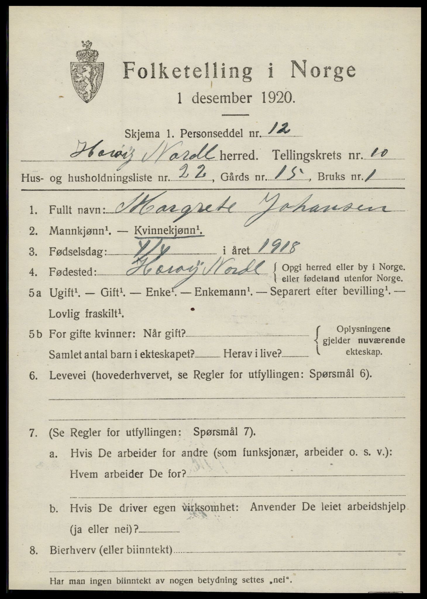 SAT, 1920 census for Herøy, 1920, p. 5904