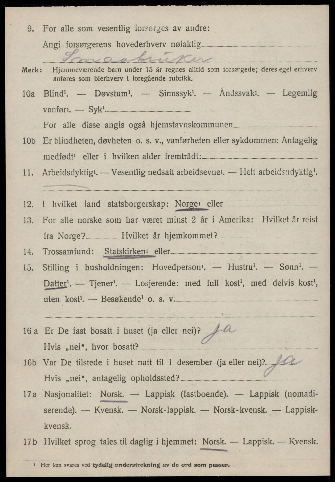 SAT, 1920 census for Jøssund, 1920, p. 2155